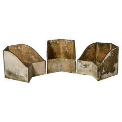Set of 3 Large Brutalist Style Stoneware Planters