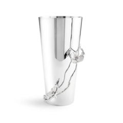 Set of 3 Large Contemporary Silver Metal Orchid Vase
