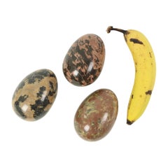 Set of 3 Large Eggs Solid Marble Natural Stone Decorative