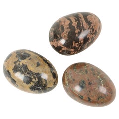 Set de 3 Huevos Grandes Mármol Macizo Piedra Natural Decorativo
