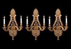 Set of 3 Large Giltwood Régence Wall Lights