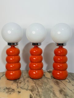 Set of 3 large Italian wall lamps in colored ceramic and opal glass, 1970s