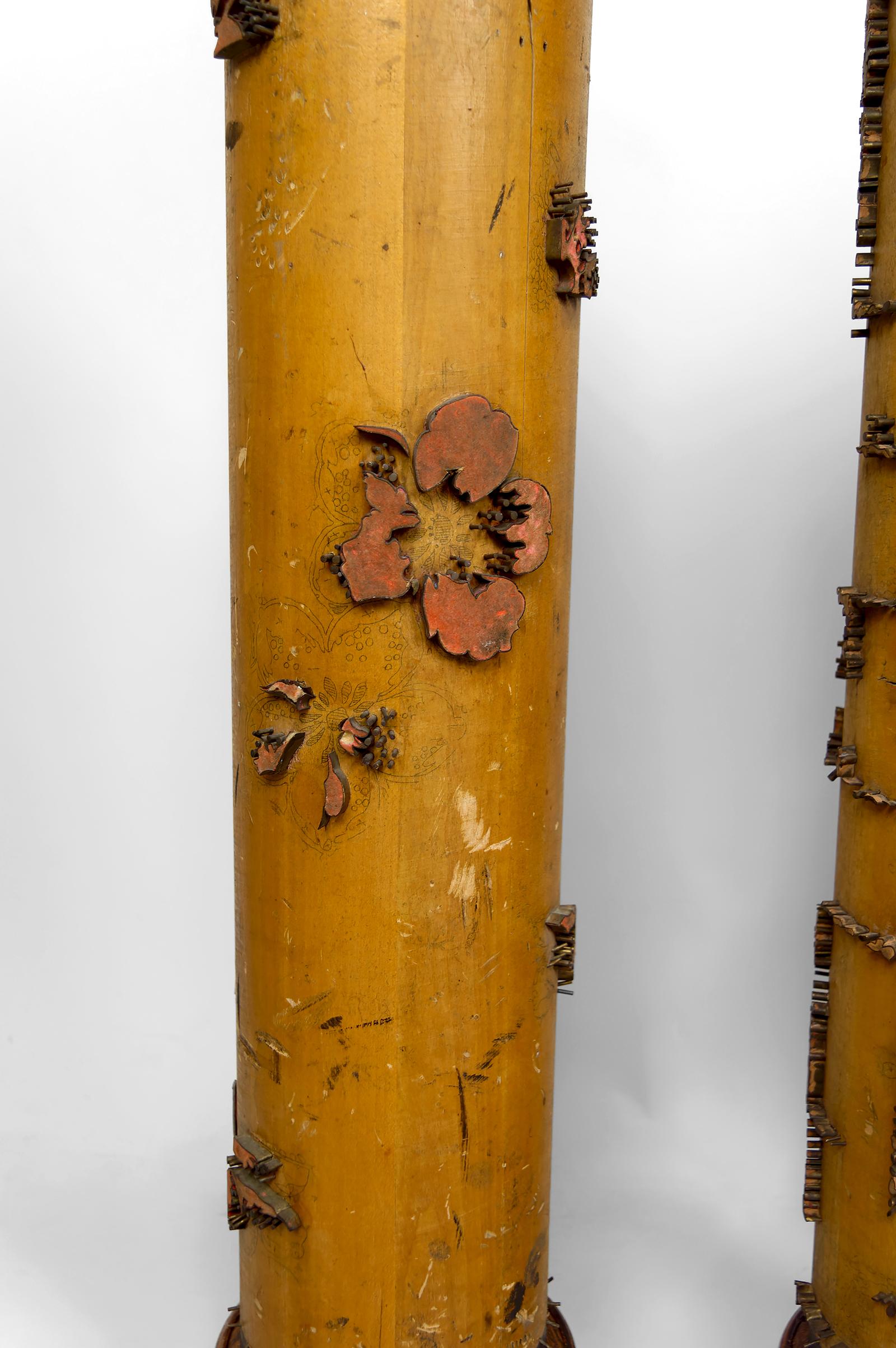 Set of 3 Large Lamps, Antique Ink Rollers Art Nouveau Industrial, Circa 1900 For Sale 7