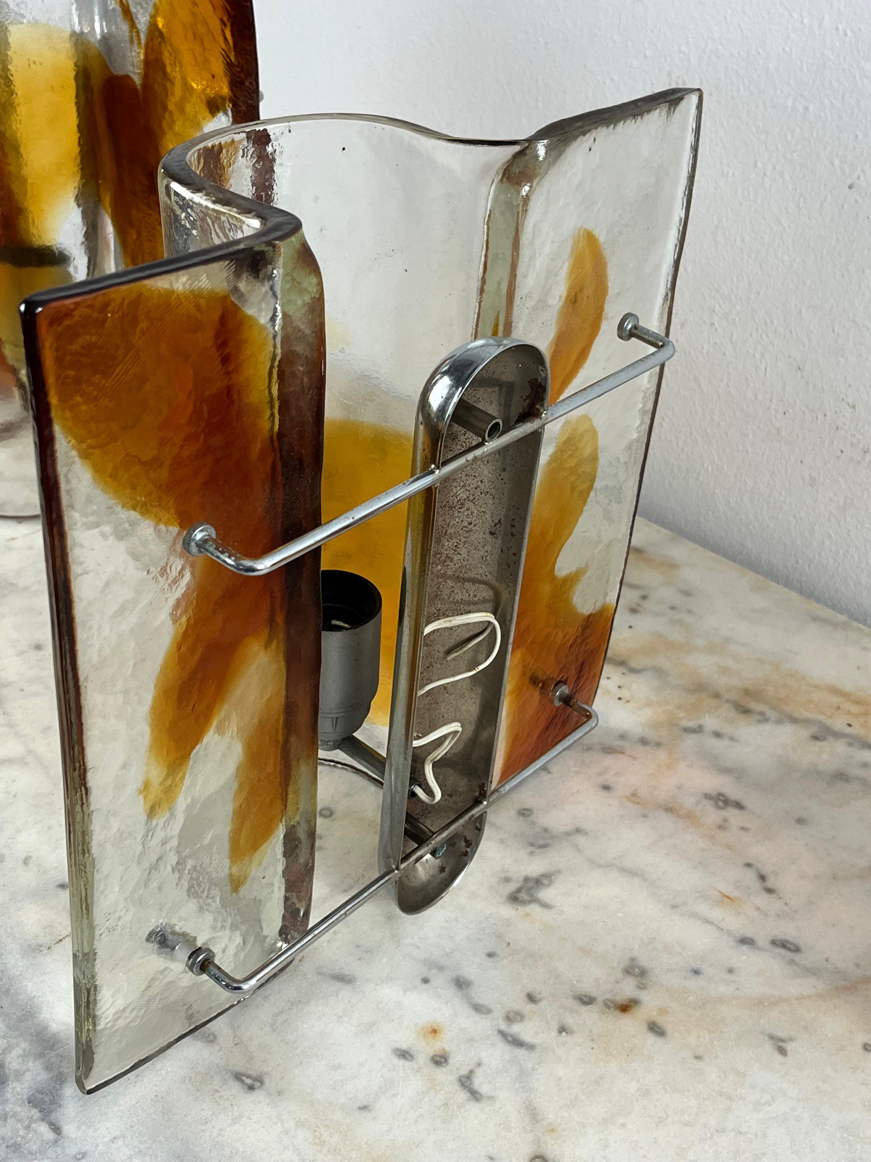 Juego de 3 grandes lámparas de pared de cristal de Murano de mediados de siglo, años 60 en venta 3