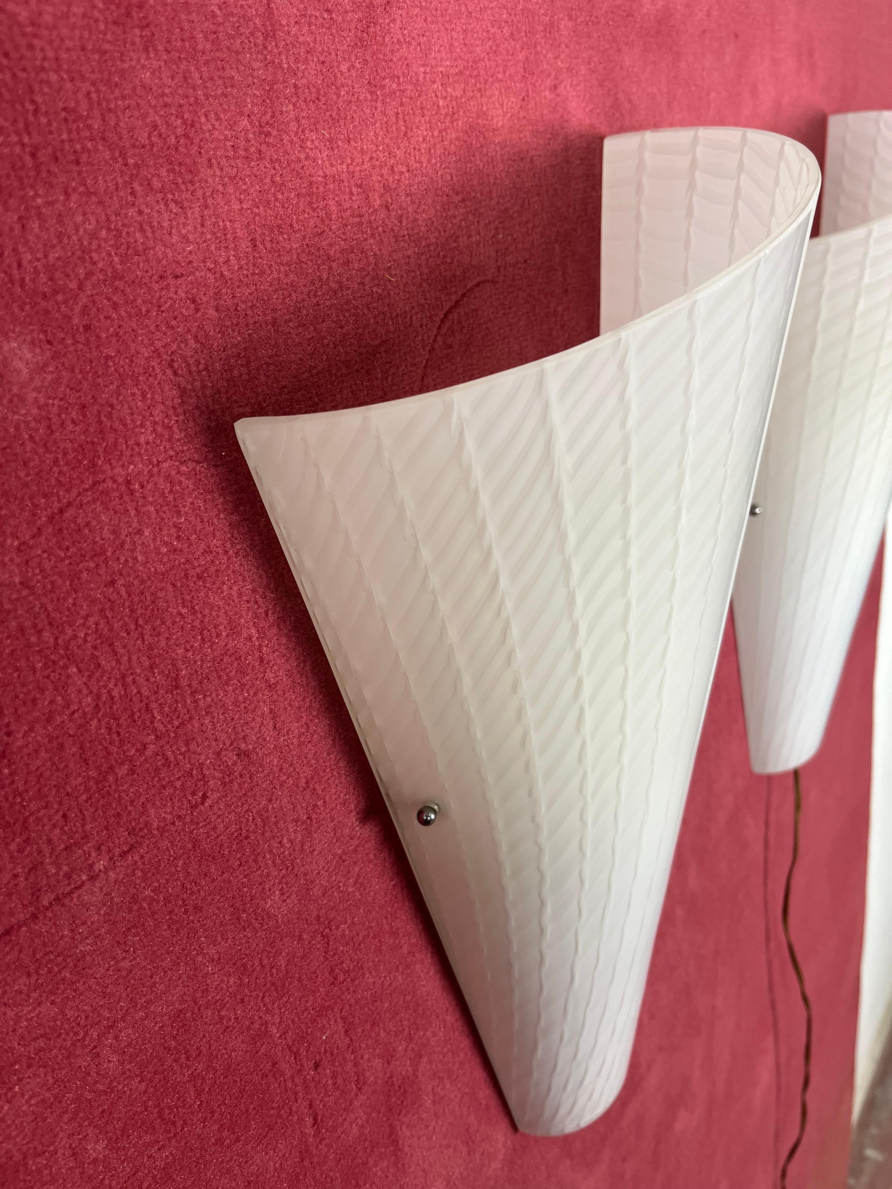 Set di 3 grandi lampade da parete in vetro di Murano, anni '80 in vendita 4