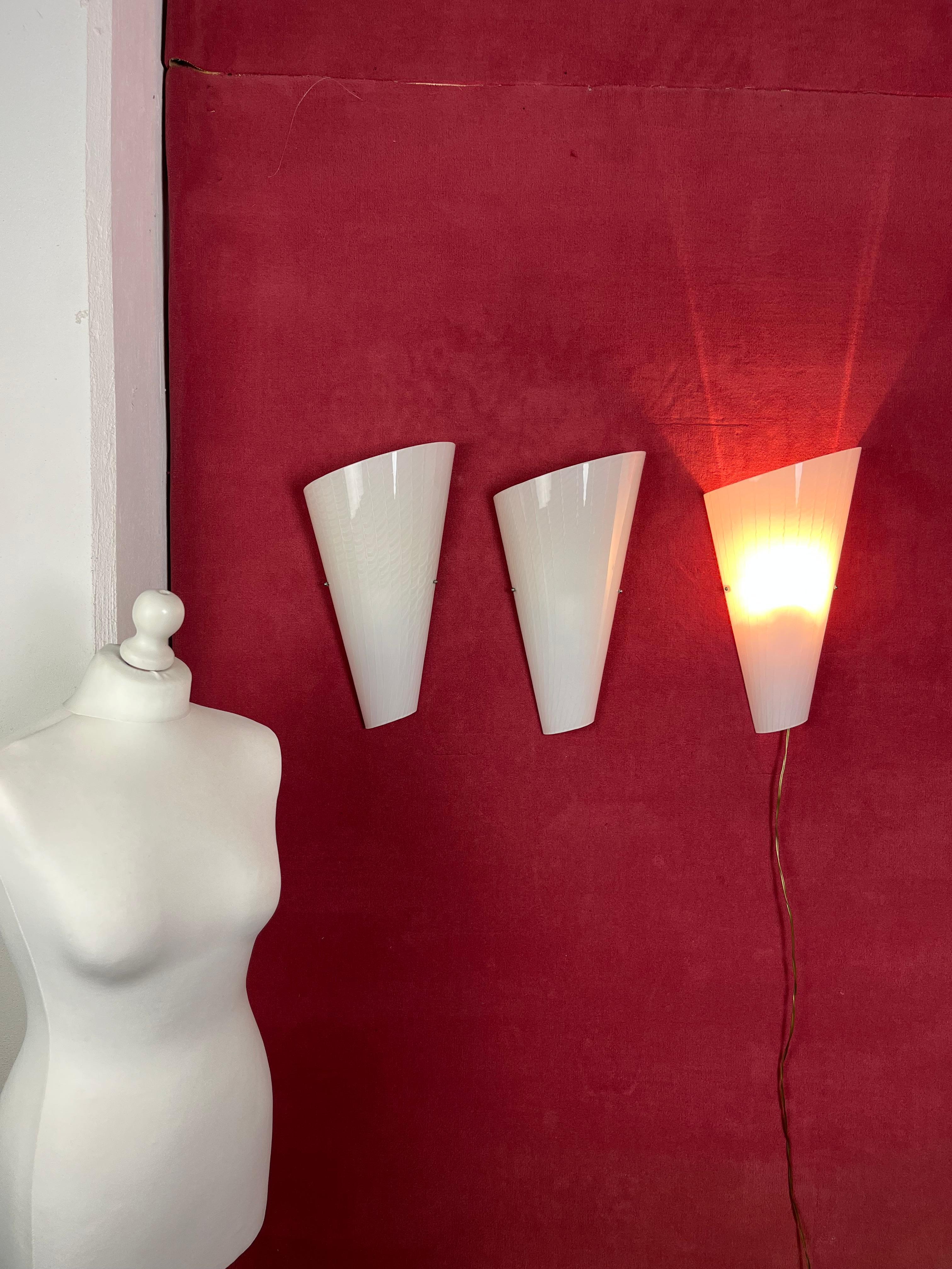 Set di 3 grandi lampade da parete in vetro di Murano, anni '80 In condizioni buone in vendita a Palermo, IT