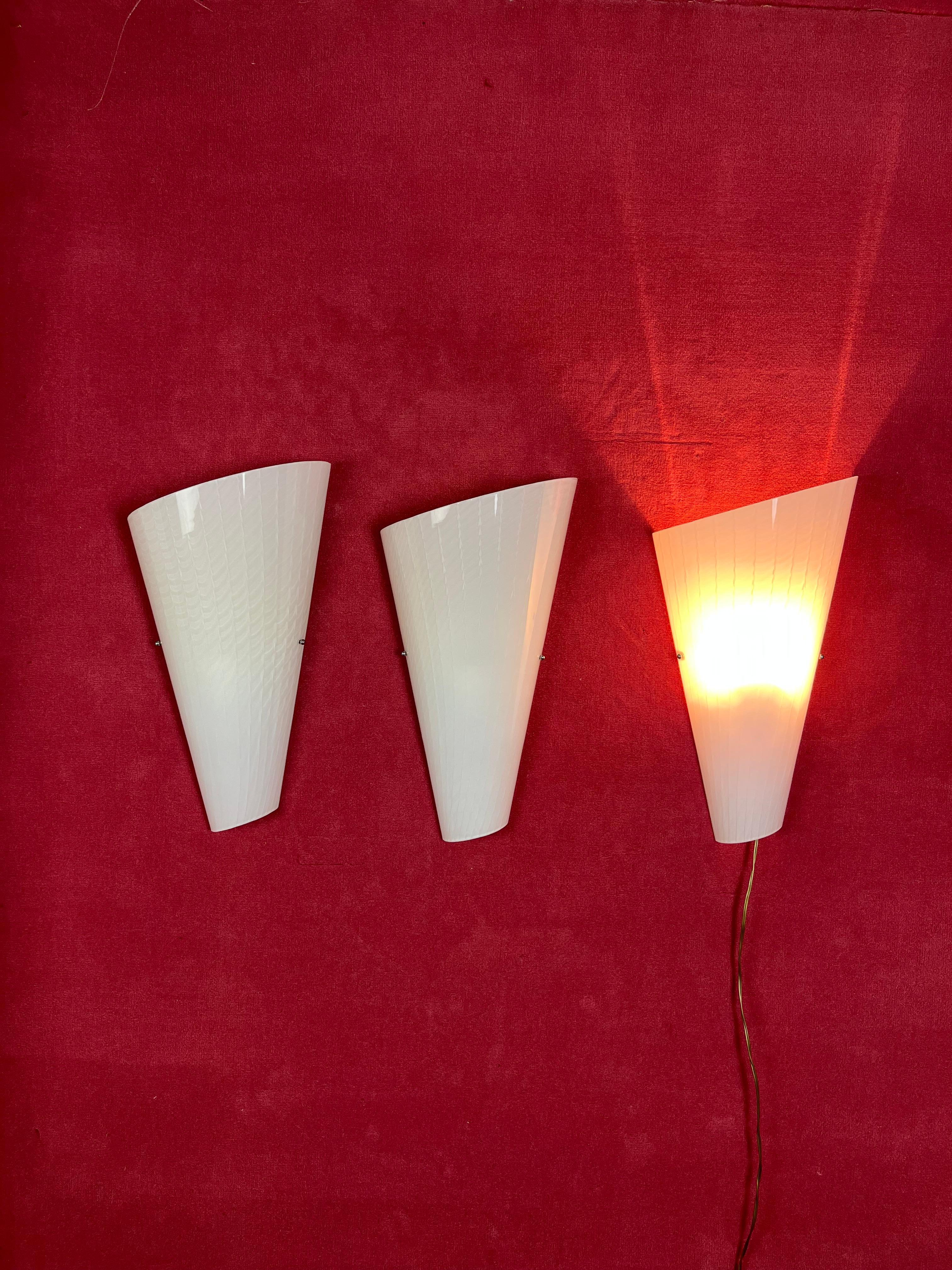 Fine XX secolo Set di 3 grandi lampade da parete in vetro di Murano, anni '80 in vendita
