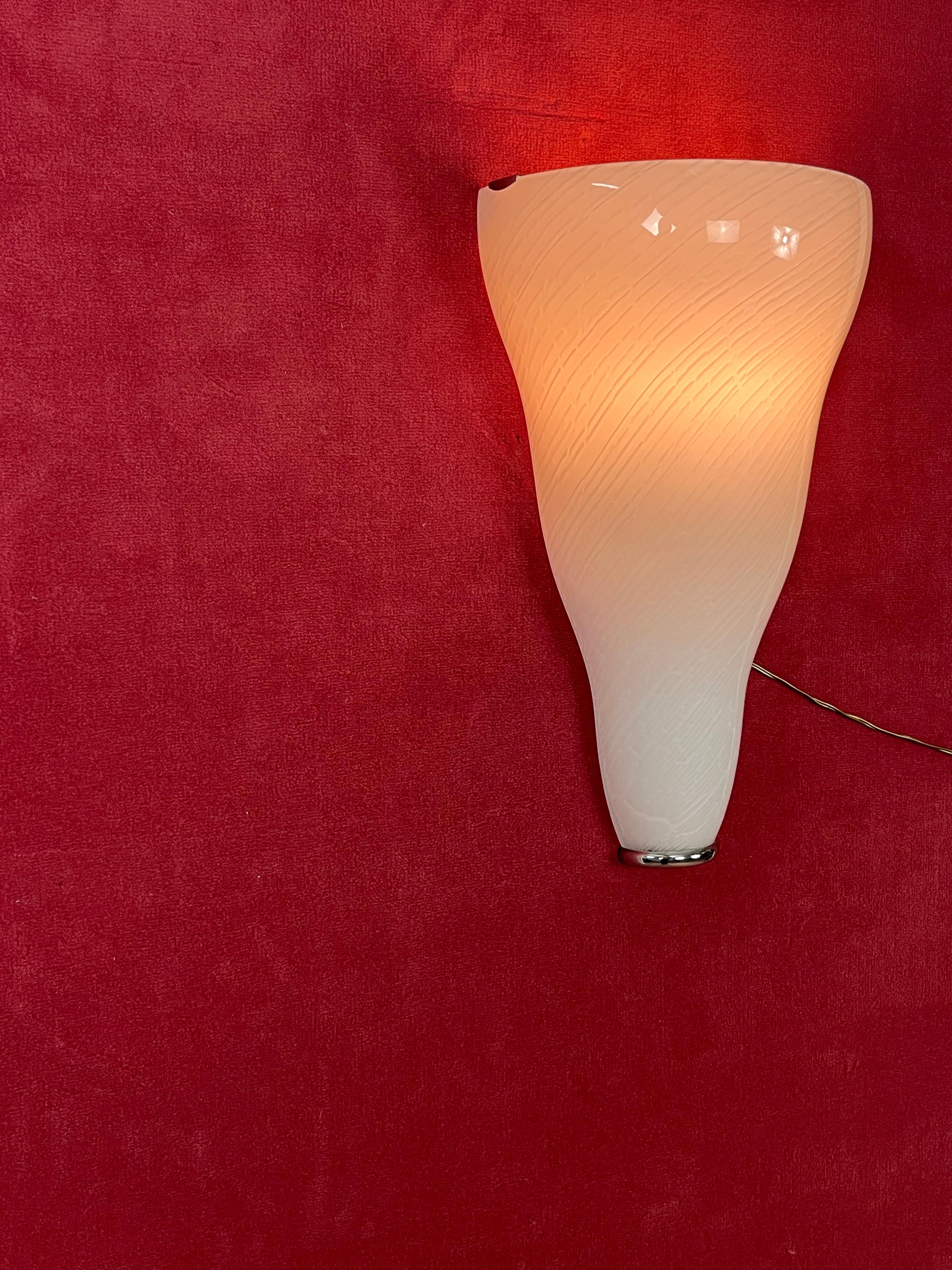 Set Of 3 Large Murano Glass Wall Lamps Leucos, 1980s For Sale 6