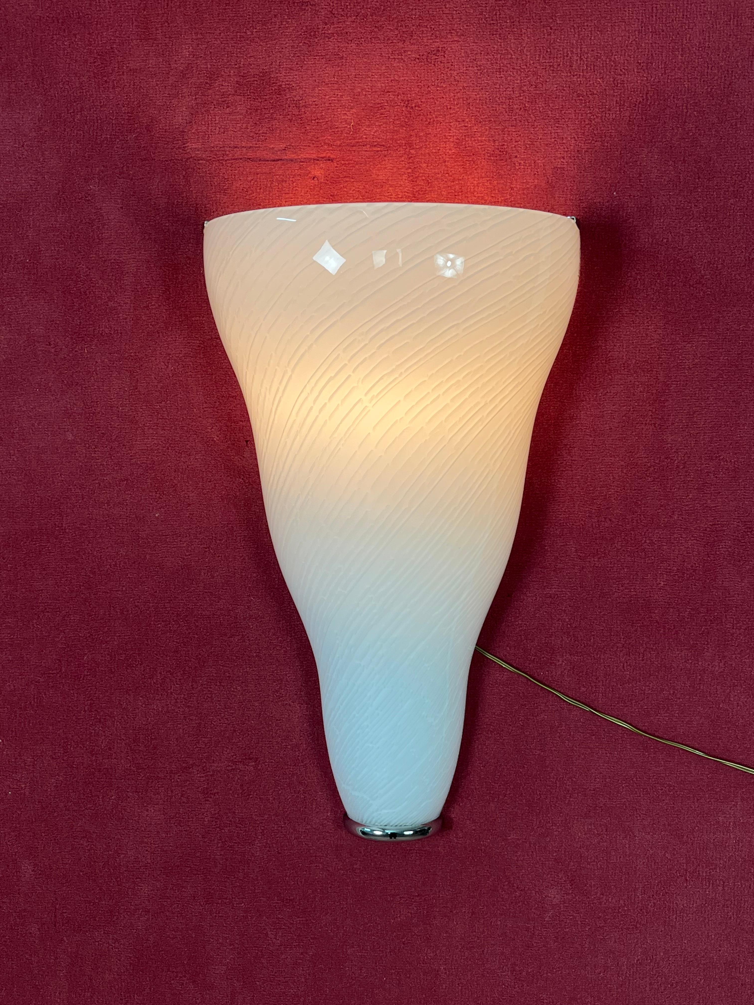 Set Of 3 Large Murano Glass Wall Lamps Leucos, 1980s For Sale 7