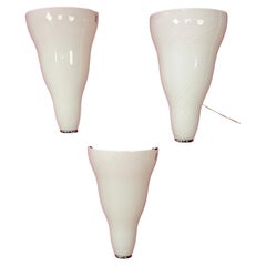 Satz von 3 großen Murano Glas Wandlampen Leucos, 1980er Jahre