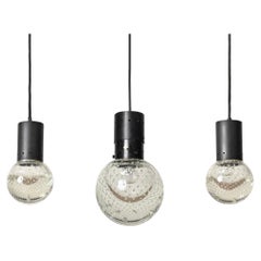 Set of 3 Large Pendants in Seguso Glass by Gino Sarfatti for Arteluce, 1960s