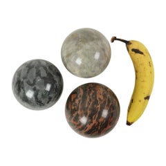 Set of 3 Large Polished Spheres Marble Balls Natural Stone