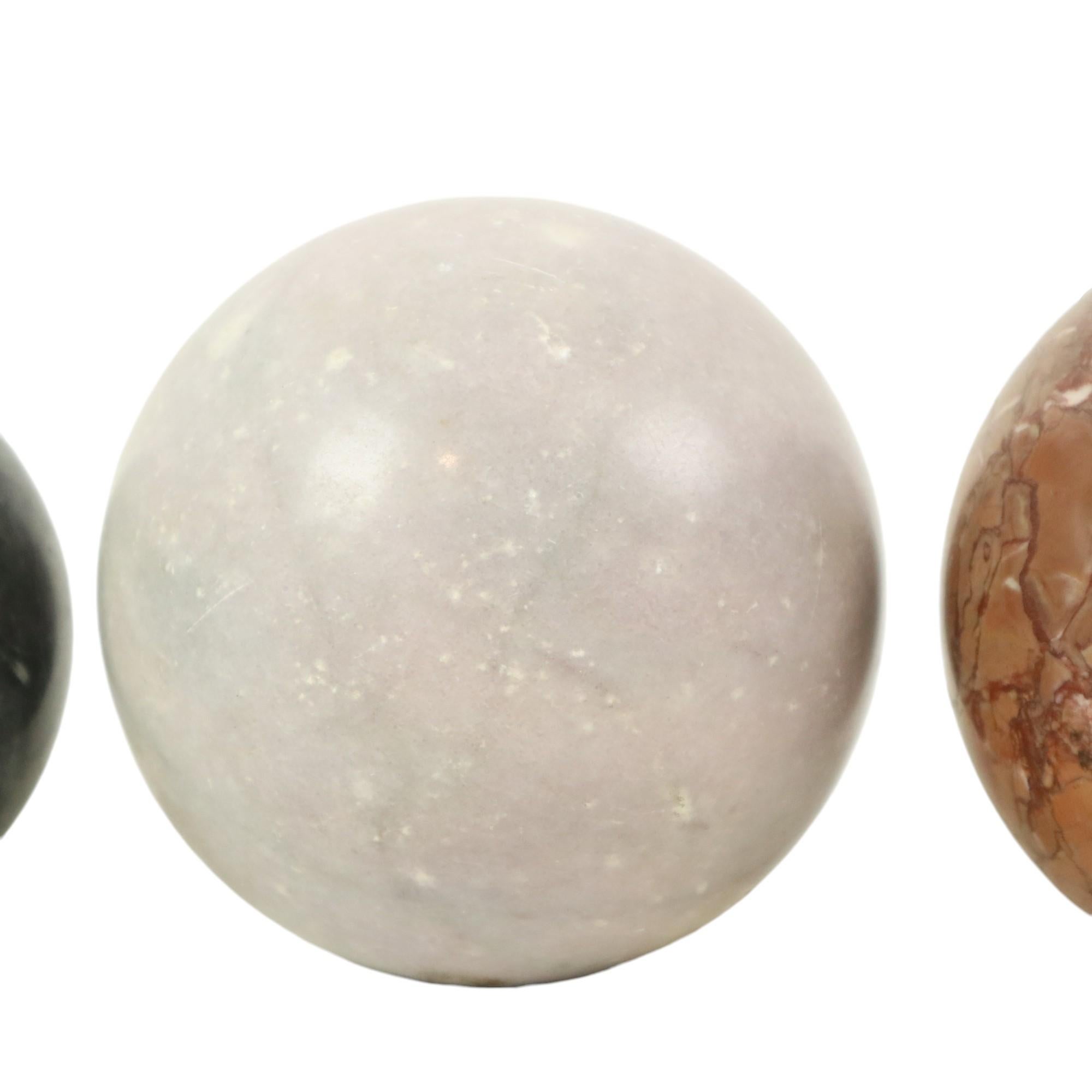 Set of 3 Large Polished Spheres Marble Natural Stone Ball For Sale 3