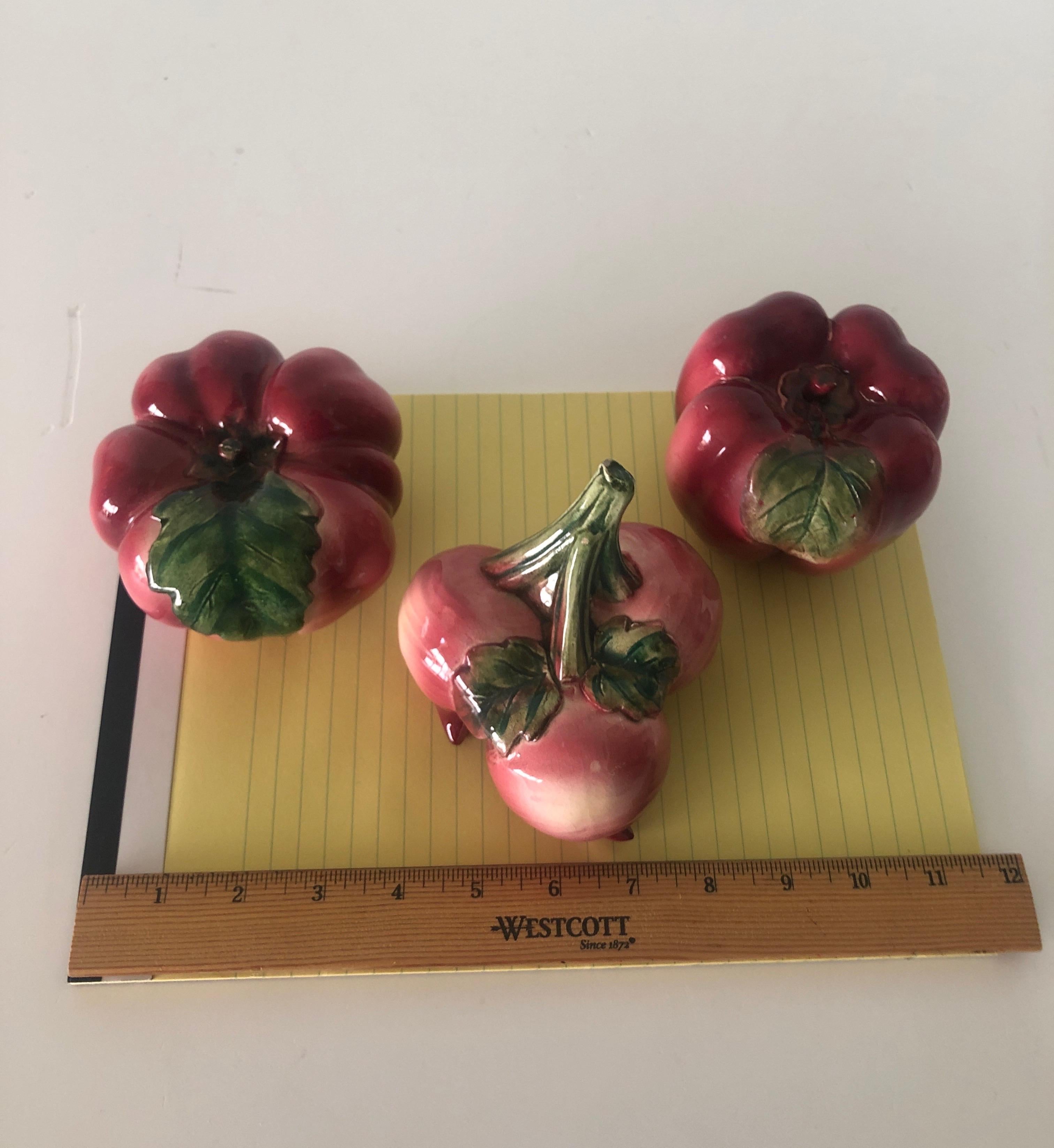 Set of '3' Large Red and Green Handcrafted Ceramic Decorative Vegetables 1