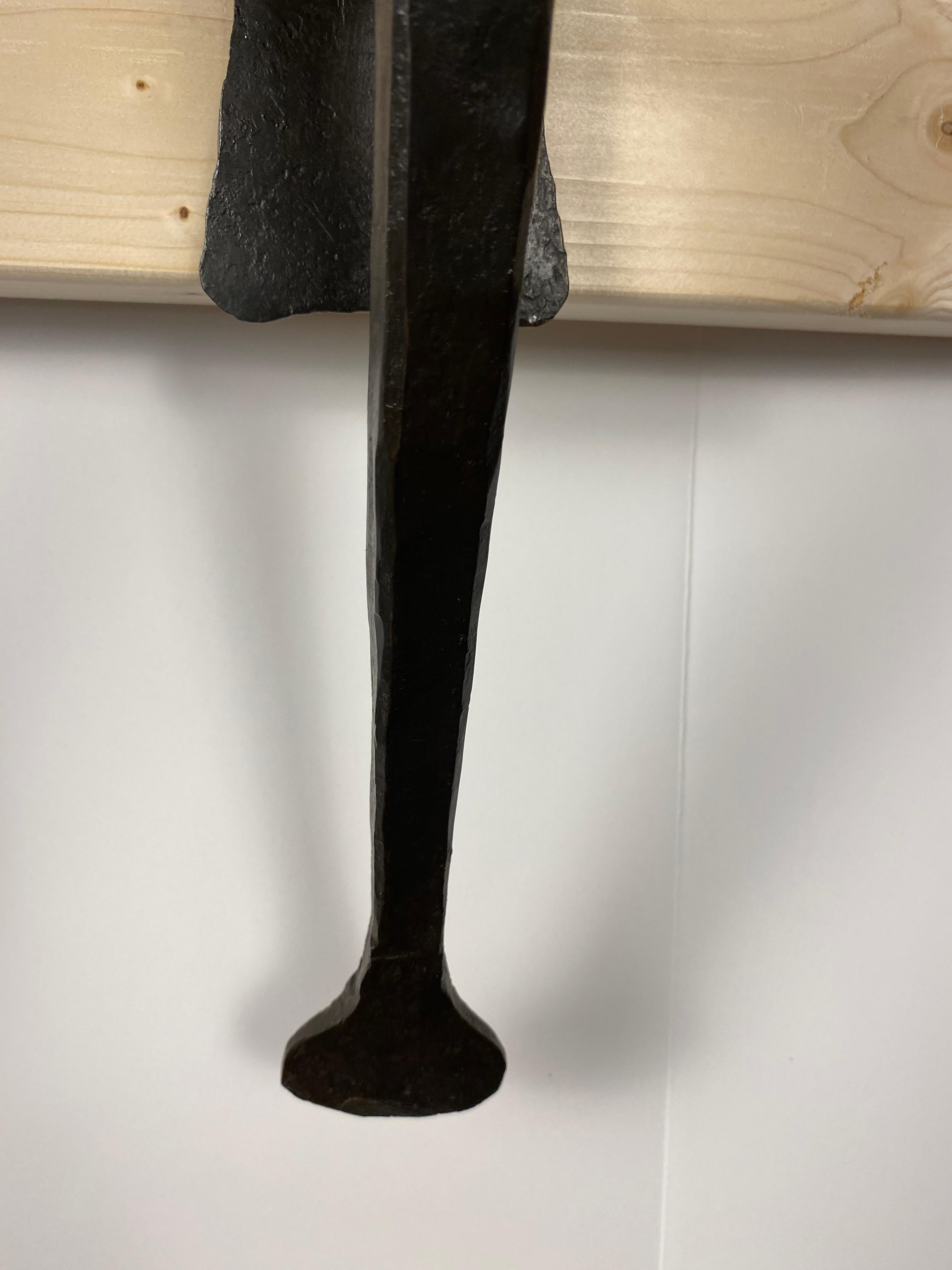 Set of 3 Large Spanish Colonial Style Hand Forged Iron Wall Sconces For Sale 2
