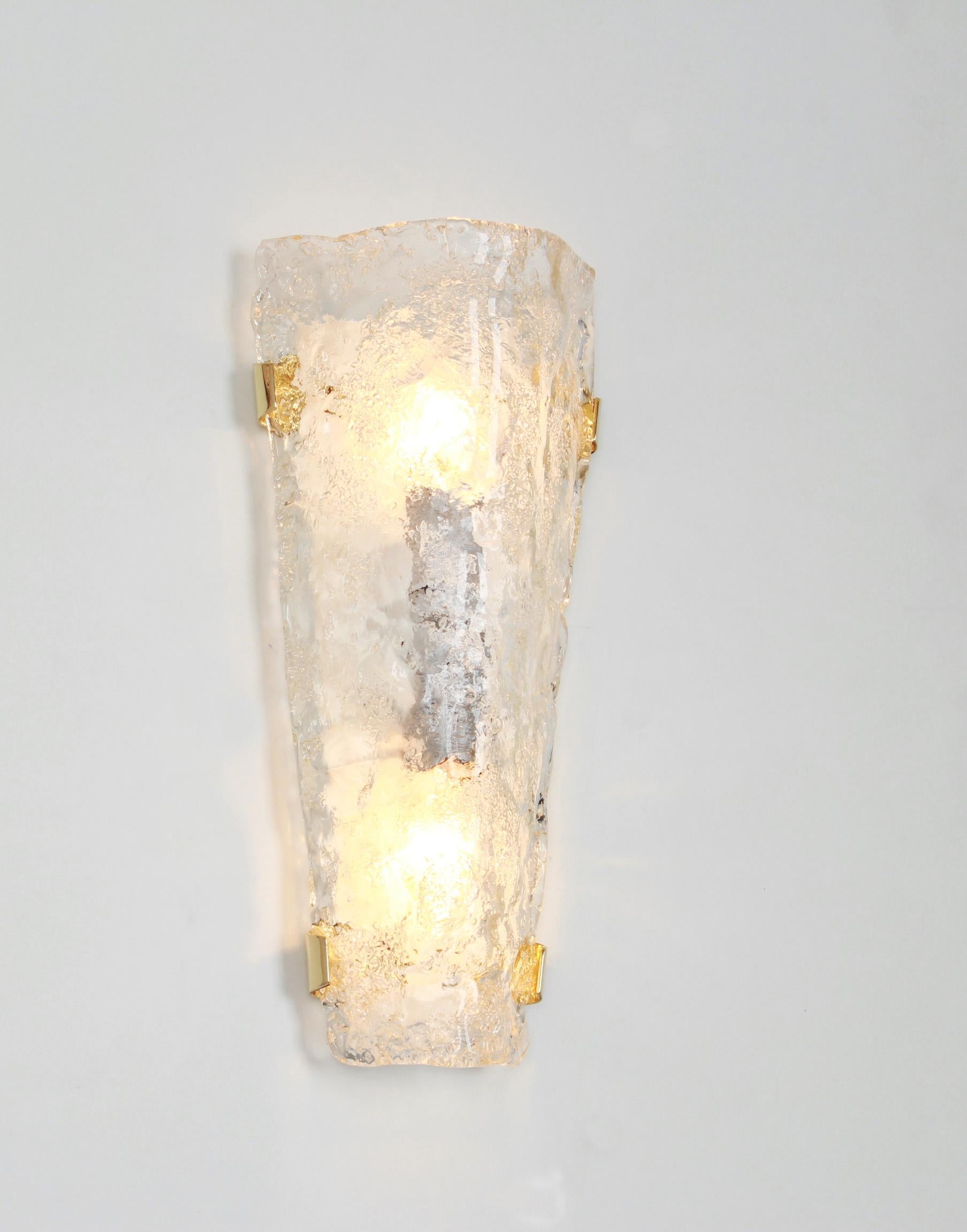 Set of 3 Large Vanity Angular Murano Glass Sconces by Hillebrand, Germany, 1960s For Sale 8