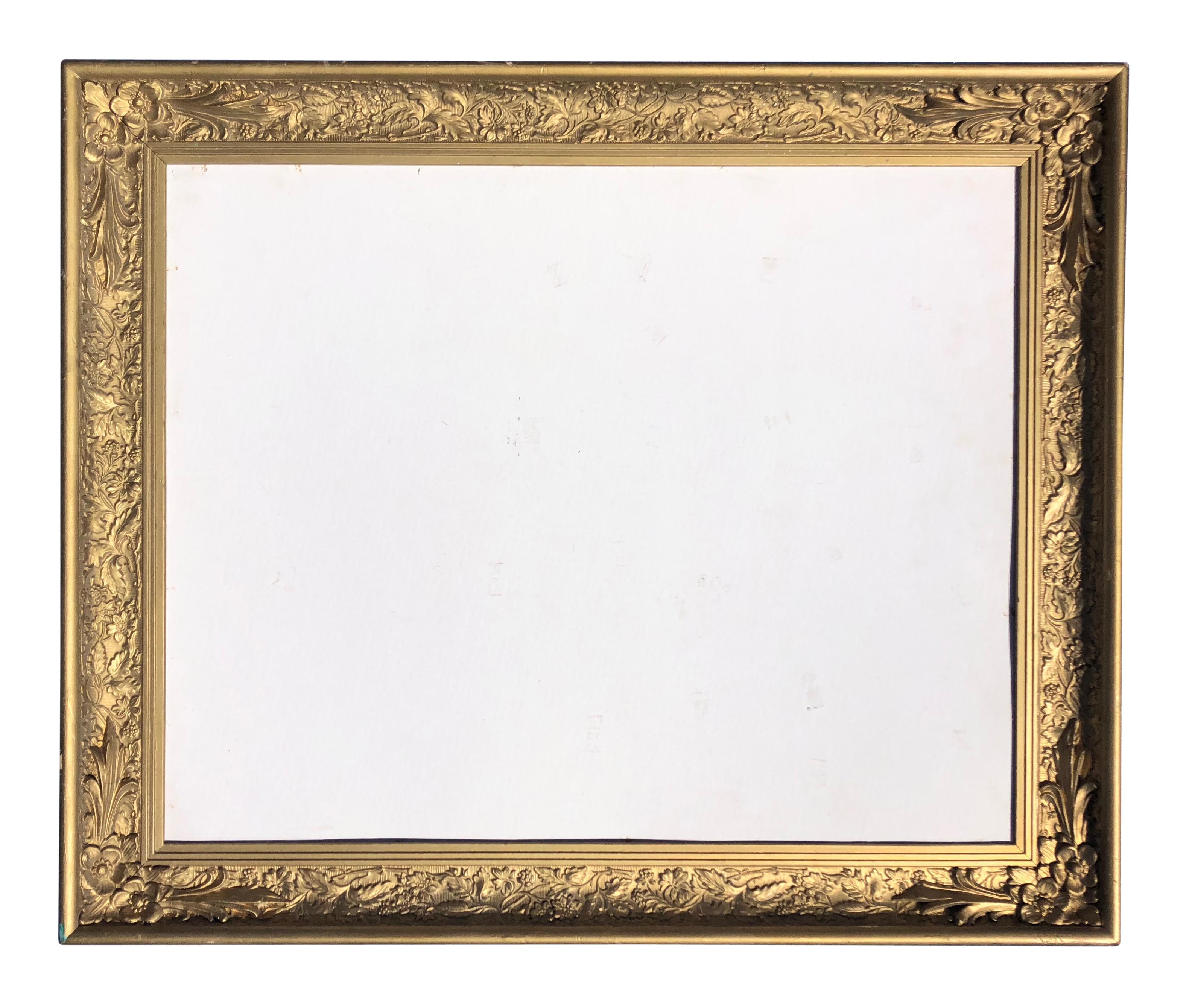 American Set of 3 Large Wooden Frames with Silver, Gold and Natural Wood Colors For Sale