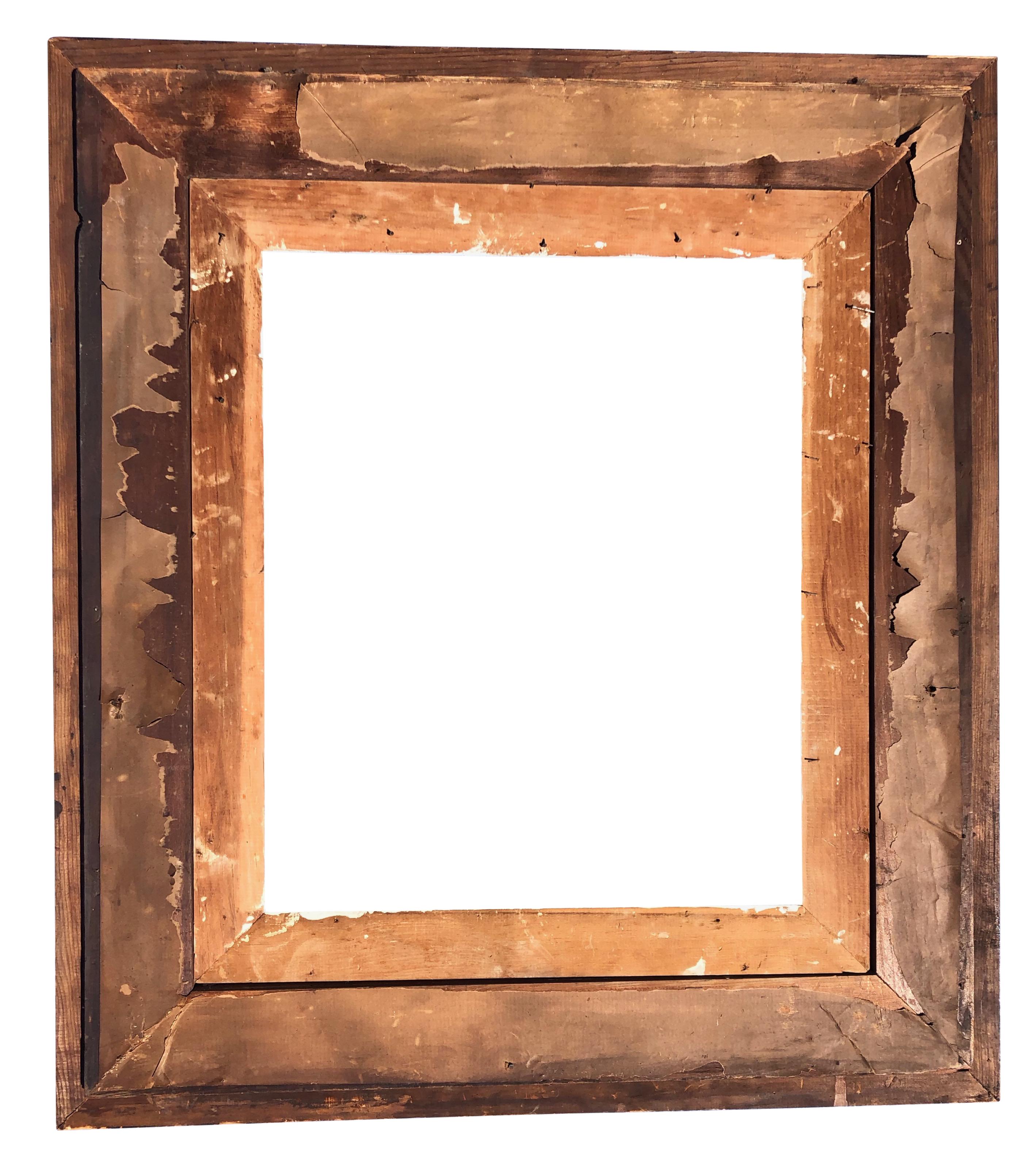 20th Century Set of 3 Large Wooden Frames with Silver, Gold and Natural Wood Colors For Sale
