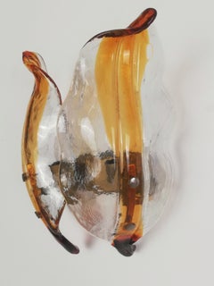 Set of 3 Leaf-Shaped Murano Glass Sconces, La Murrina Wall Lights, Italy, 1970s