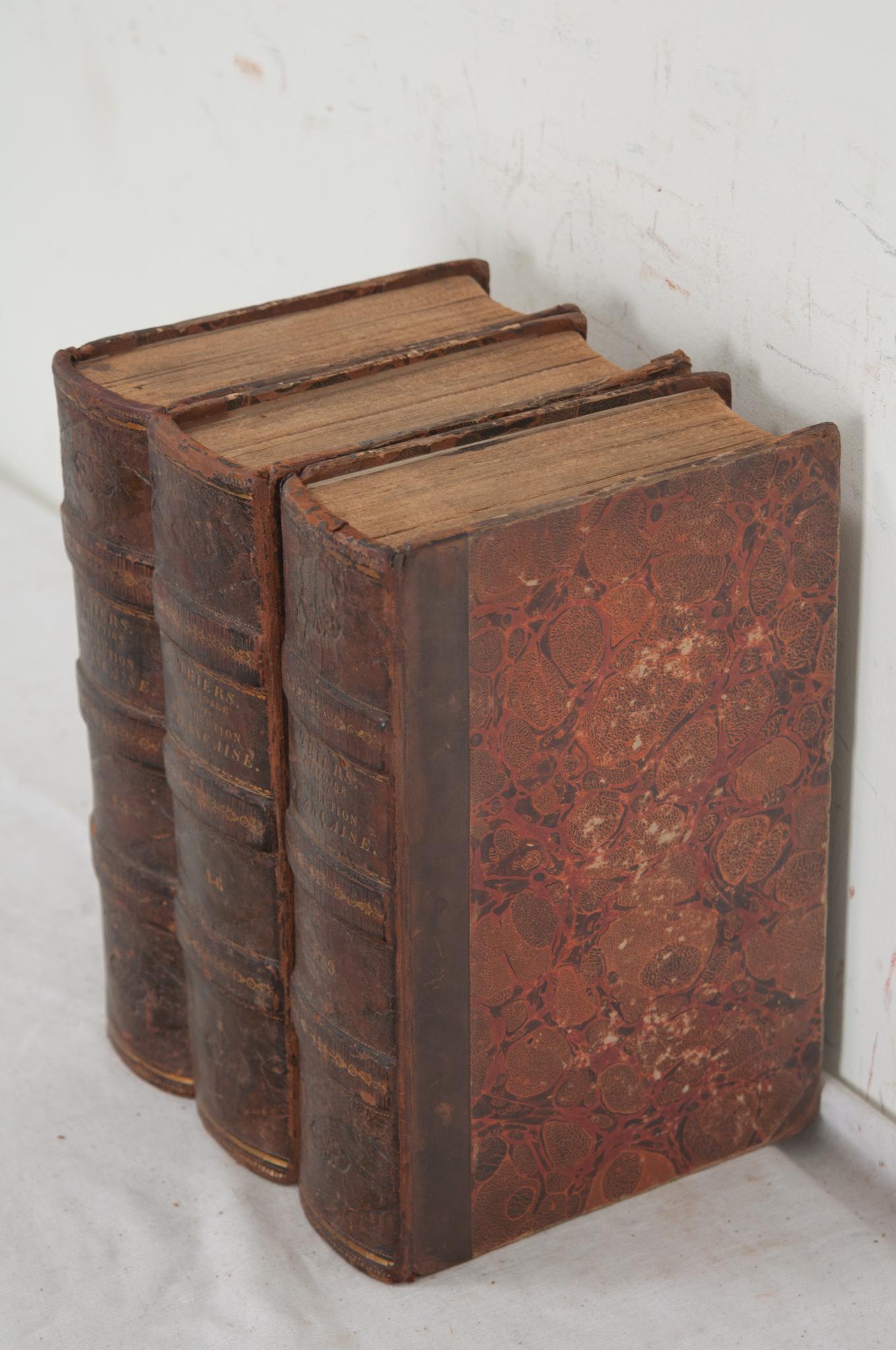 Set of 3 Leather Bound French Revolution Books In Good Condition In Baton Rouge, LA