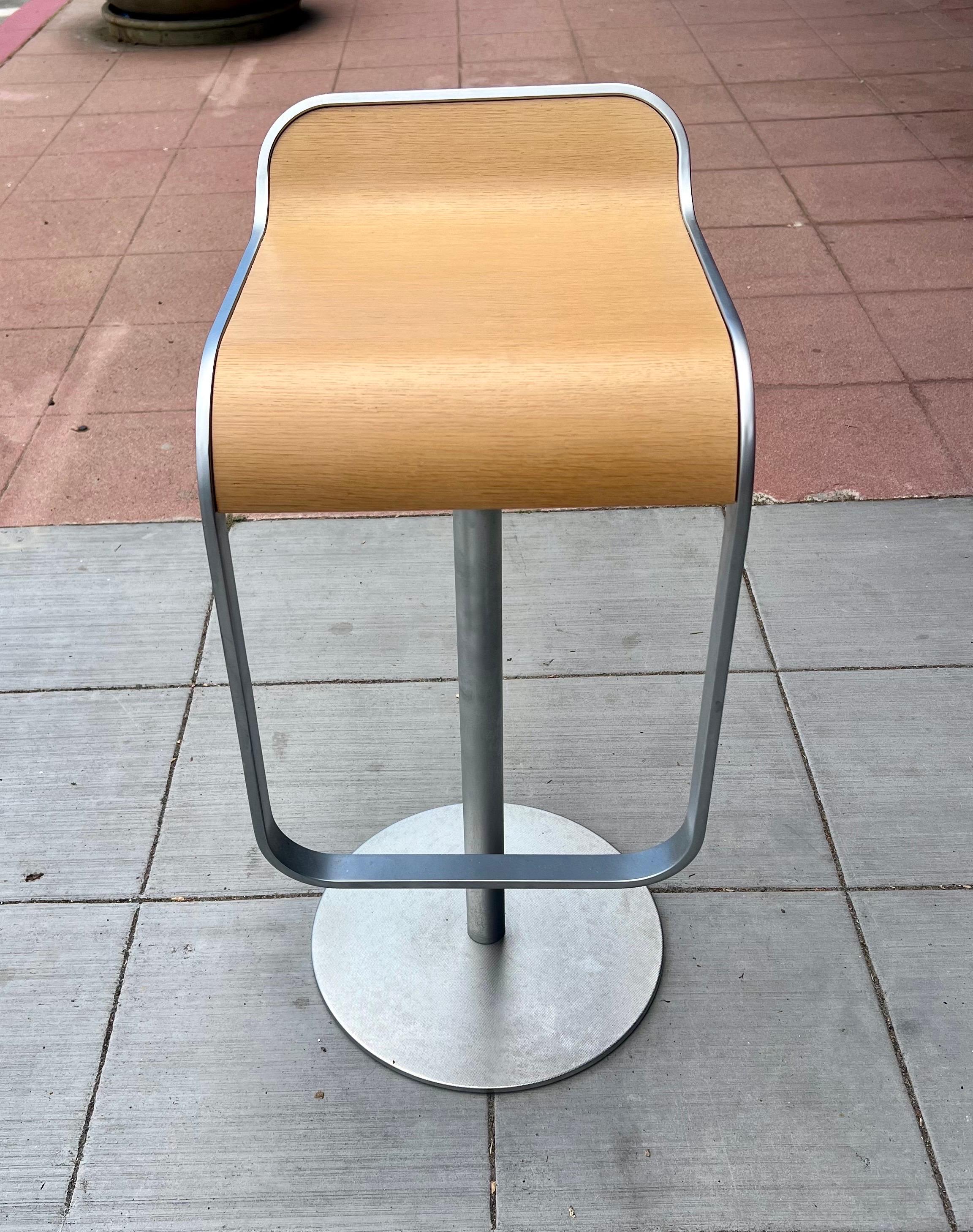 20th Century Set of 3 Lem Piston Barstools in Oak and Chrome for LaPalma Italy in Oak