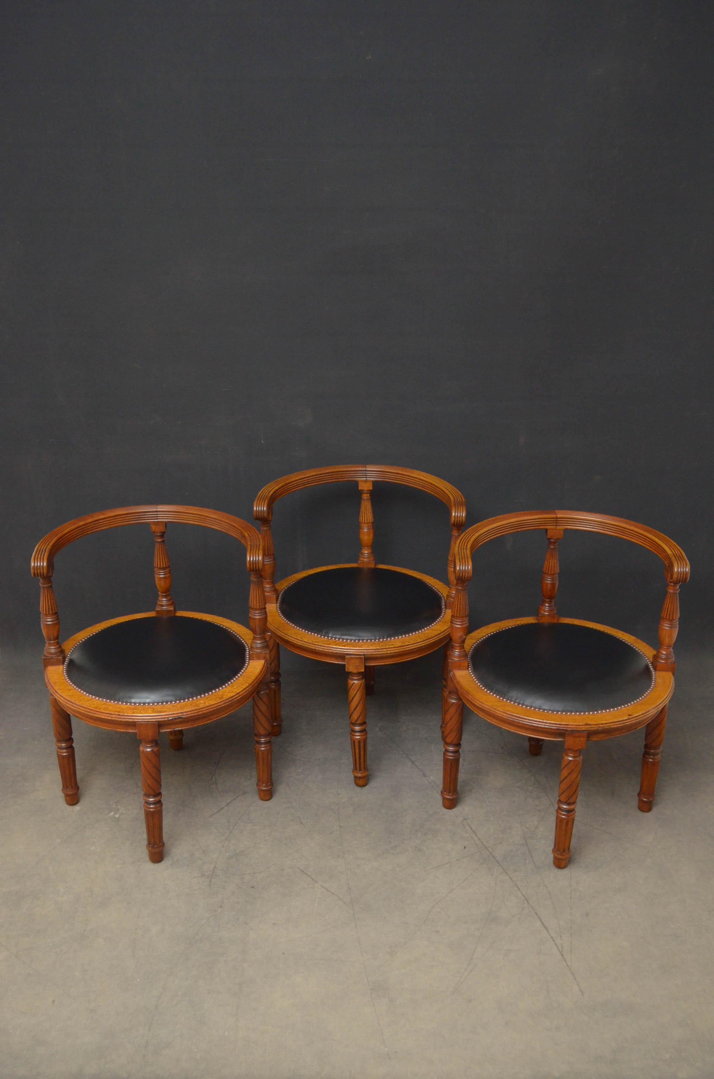Victorian Set of 3 Library or Office Chairs