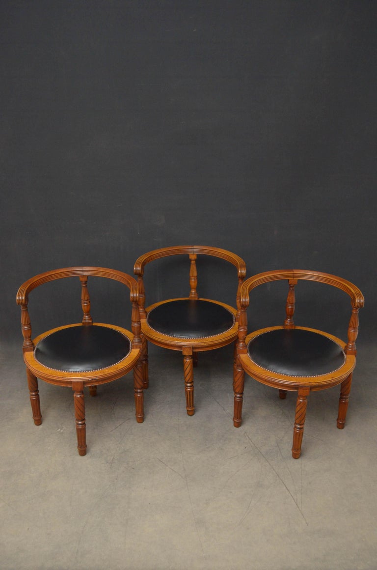 Victorian Set of 3 Library or Office Chairs For Sale