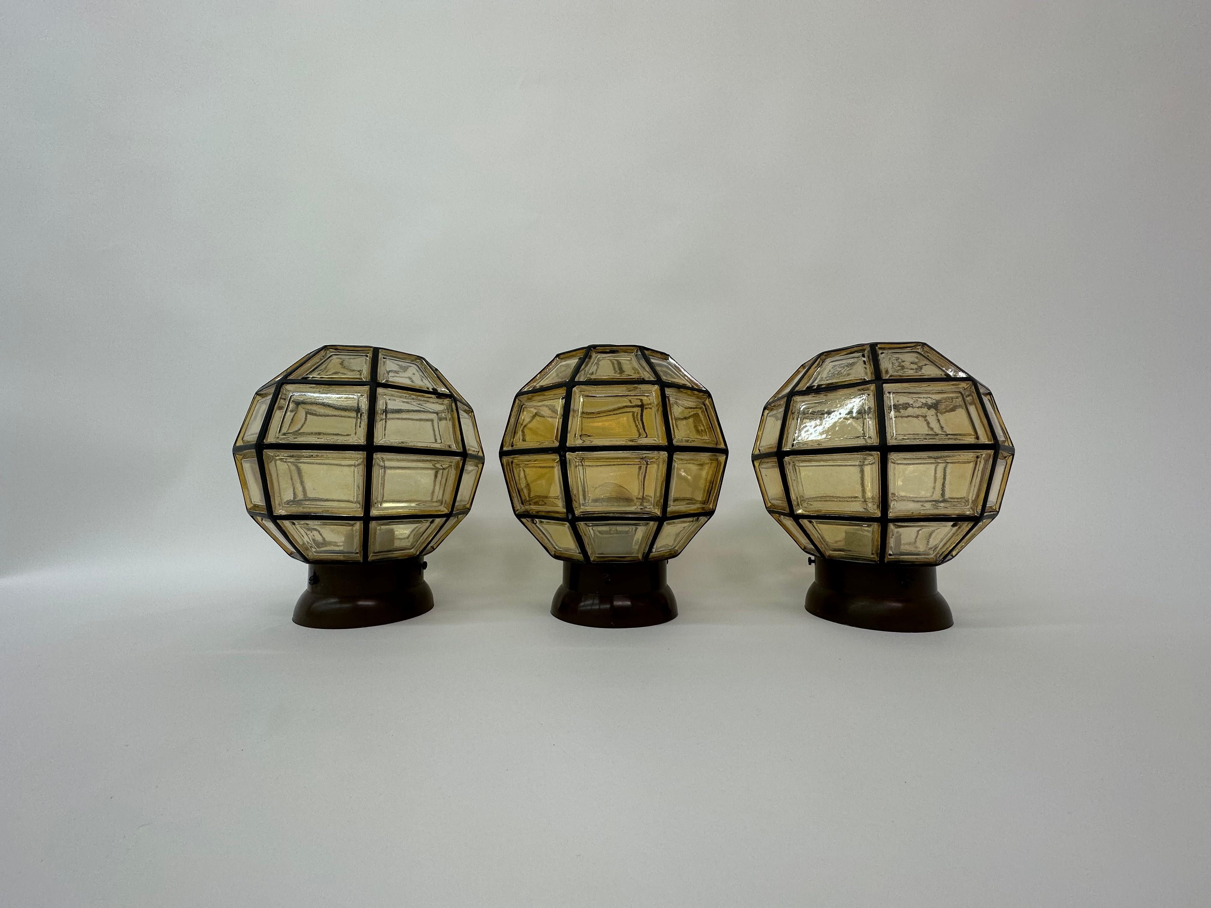 Set of 3 Limburg Glashutte Germany Ceiling Lamps , 1960s 4