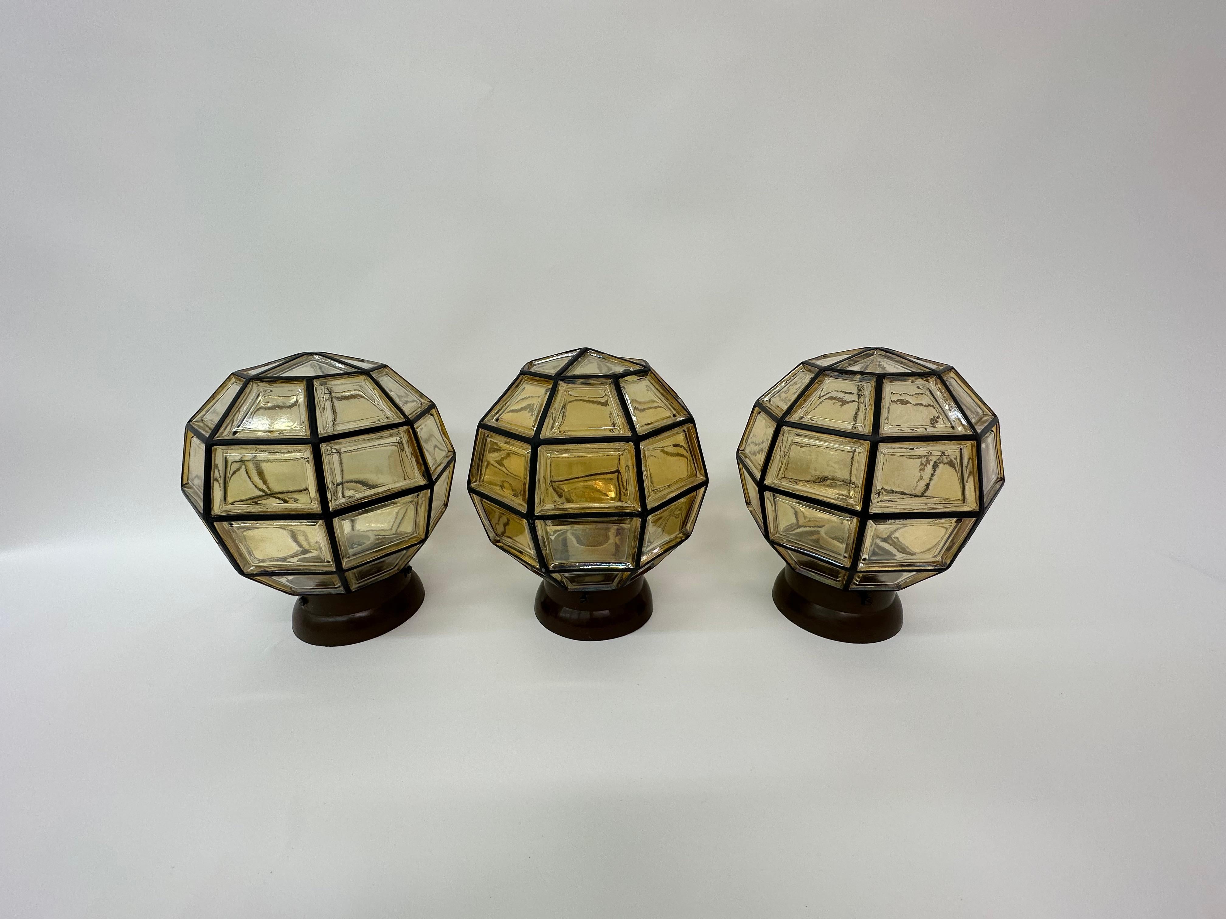Set of 3 Limburg Glashutte Germany Ceiling Lamps , 1960s 5