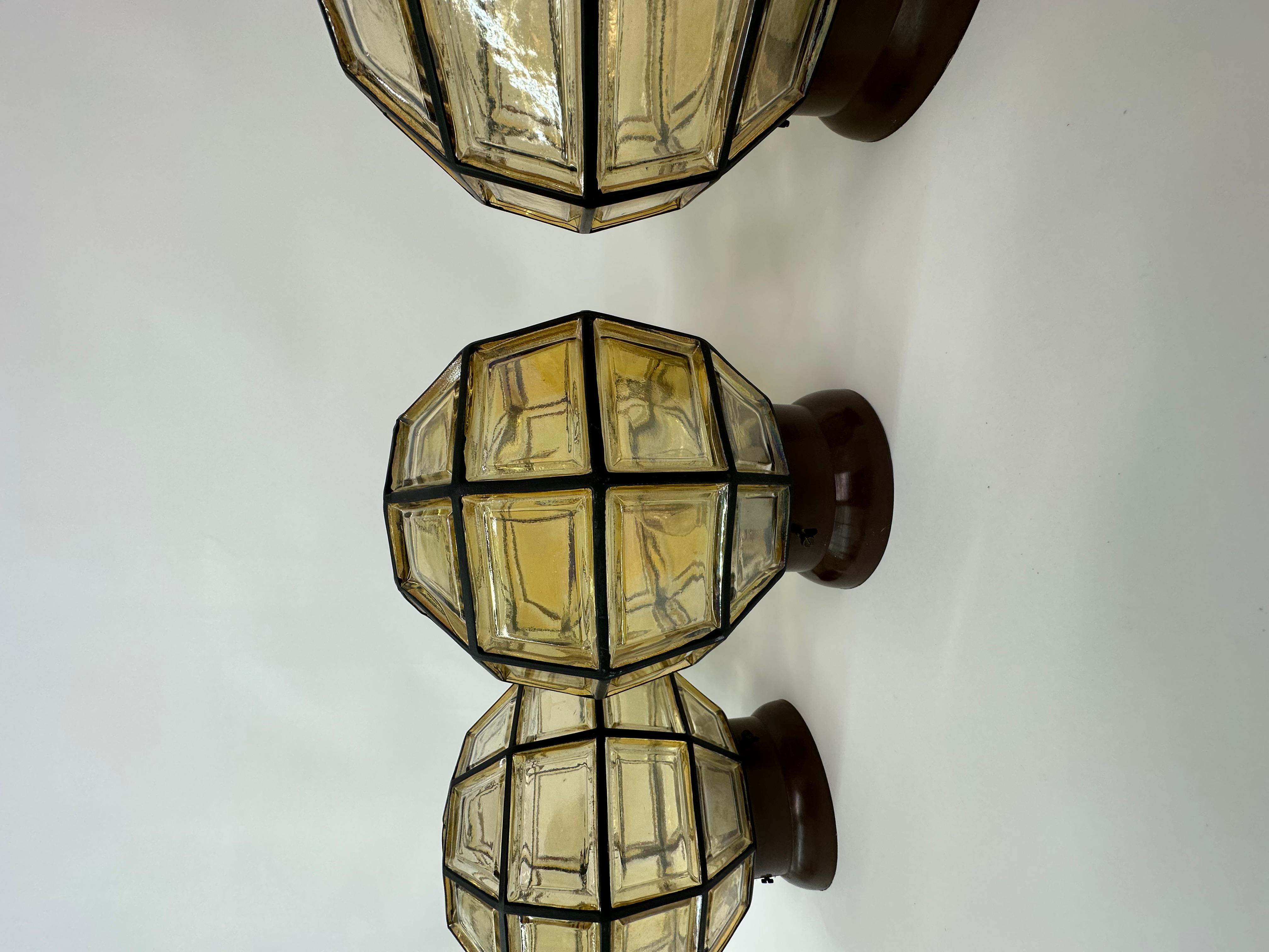 Set of 3 Limburg Glashutte Germany Ceiling Lamps , 1960s 8