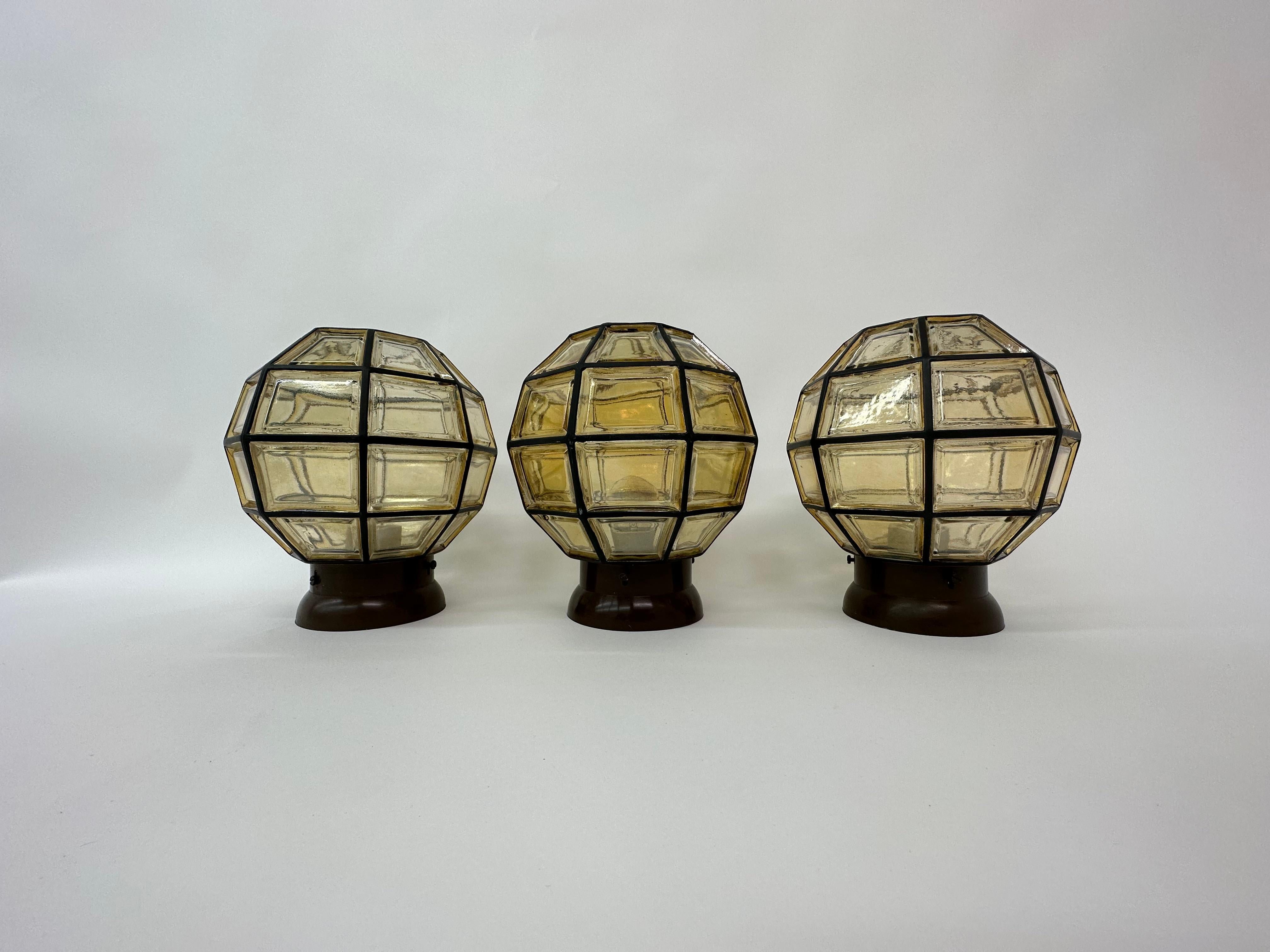 Set of 3 Limburg Glashutte Germany Ceiling Lamps , 1960s 2