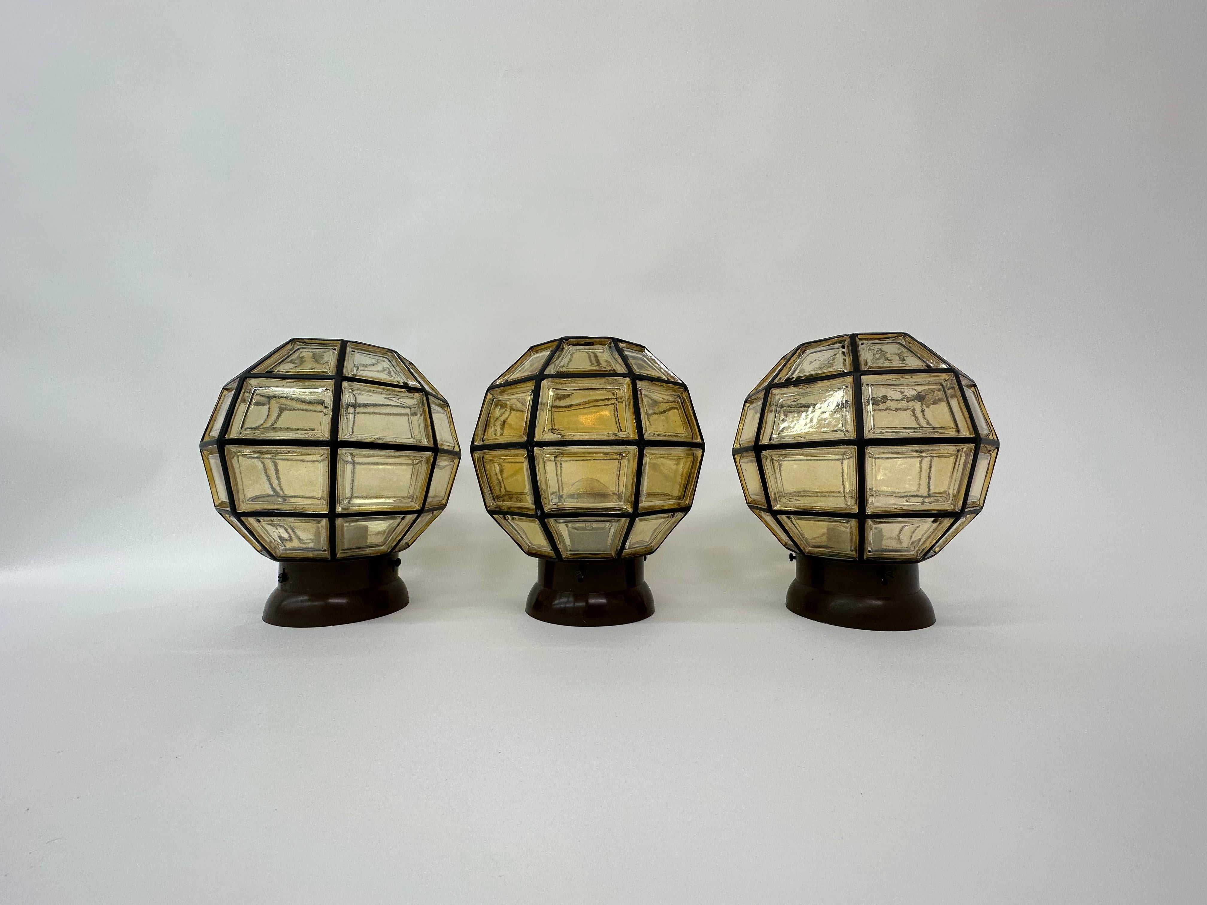 Set of 3 Limburg Glashutte Germany Ceiling Lamps , 1960s 3