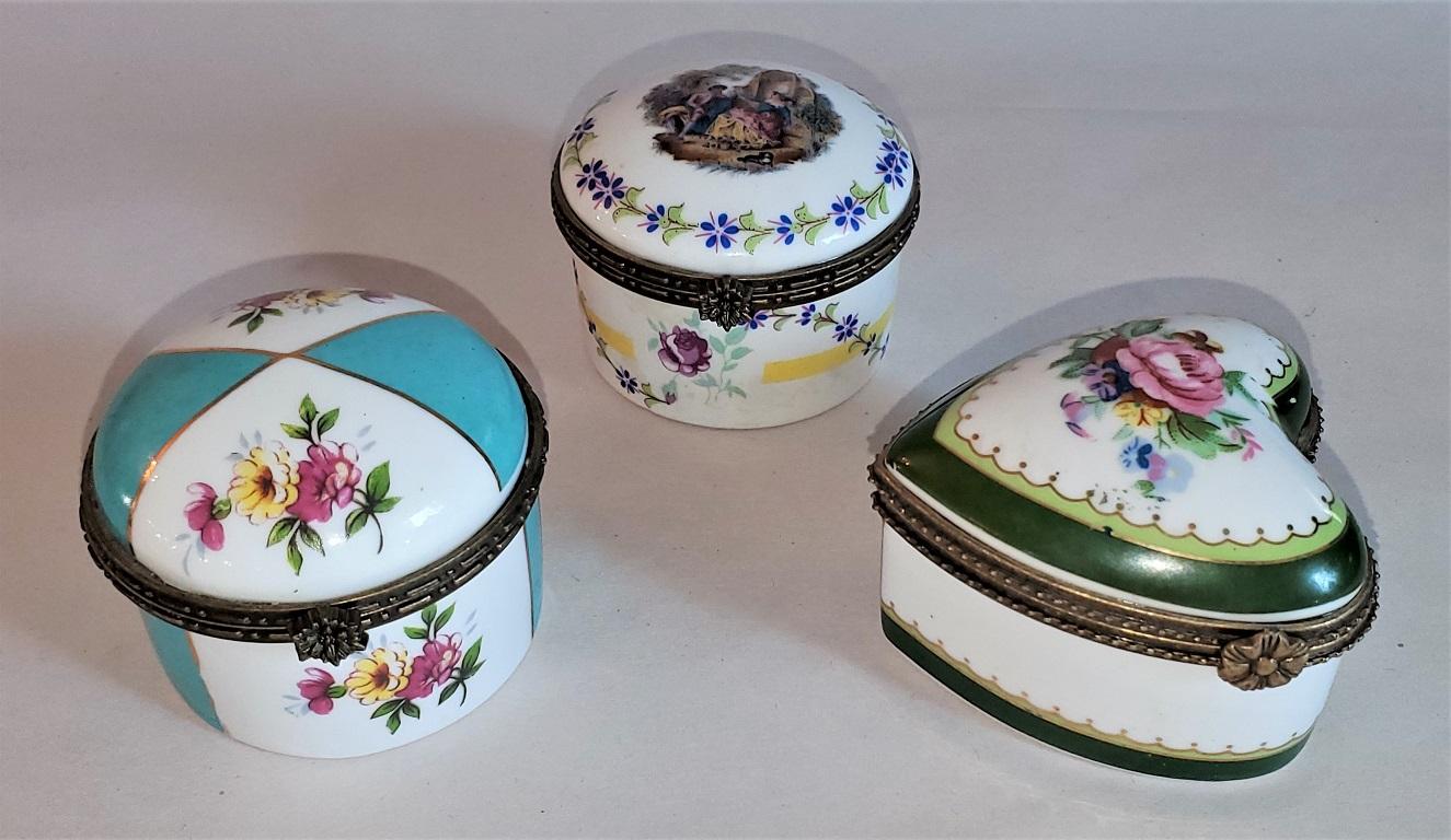 Set of 3 Limoges Style Ring or Snuff Boxes 5