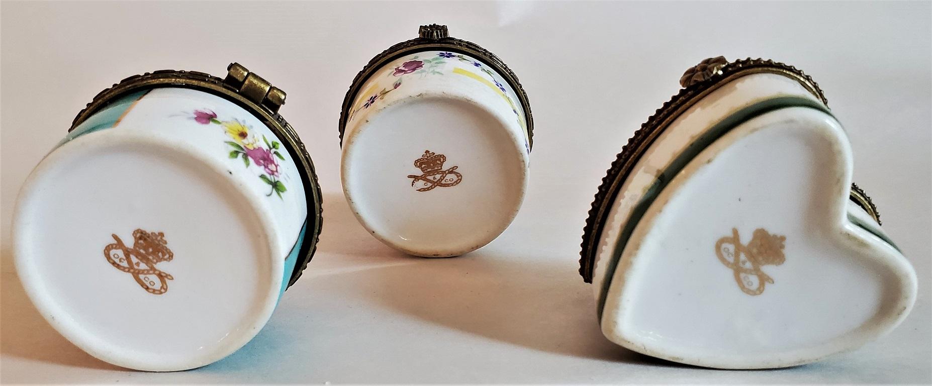 Set of 3 Limoges Style Ring or Snuff Boxes 1