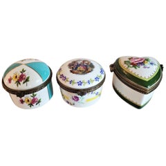 Vintage Set of 3 Limoges Style Ring or Snuff Boxes