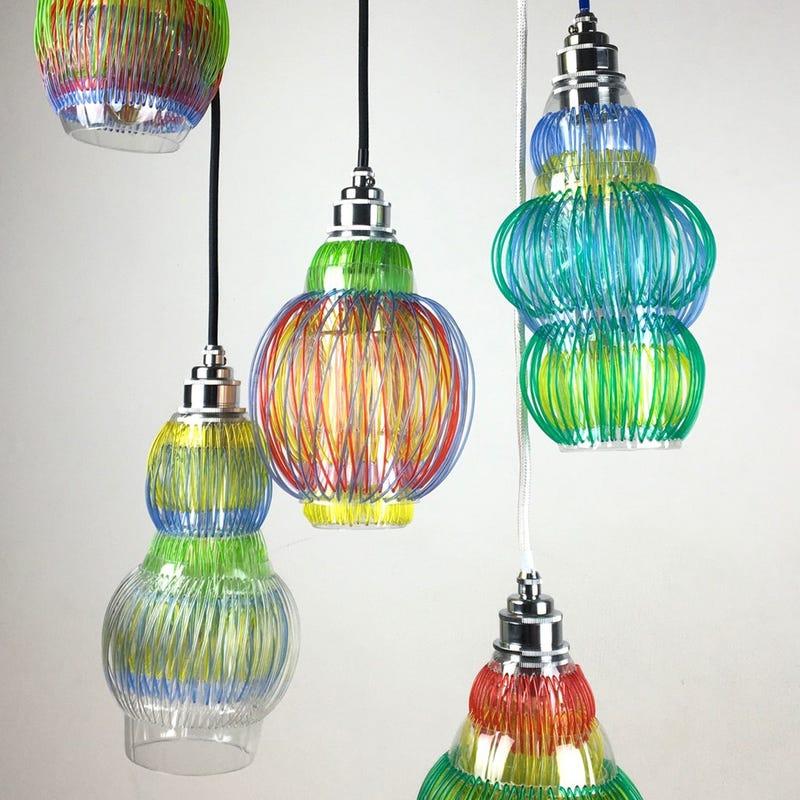 Plastic Set of 3 Lluvia Pendant Lamps by Anabella Georgi For Sale