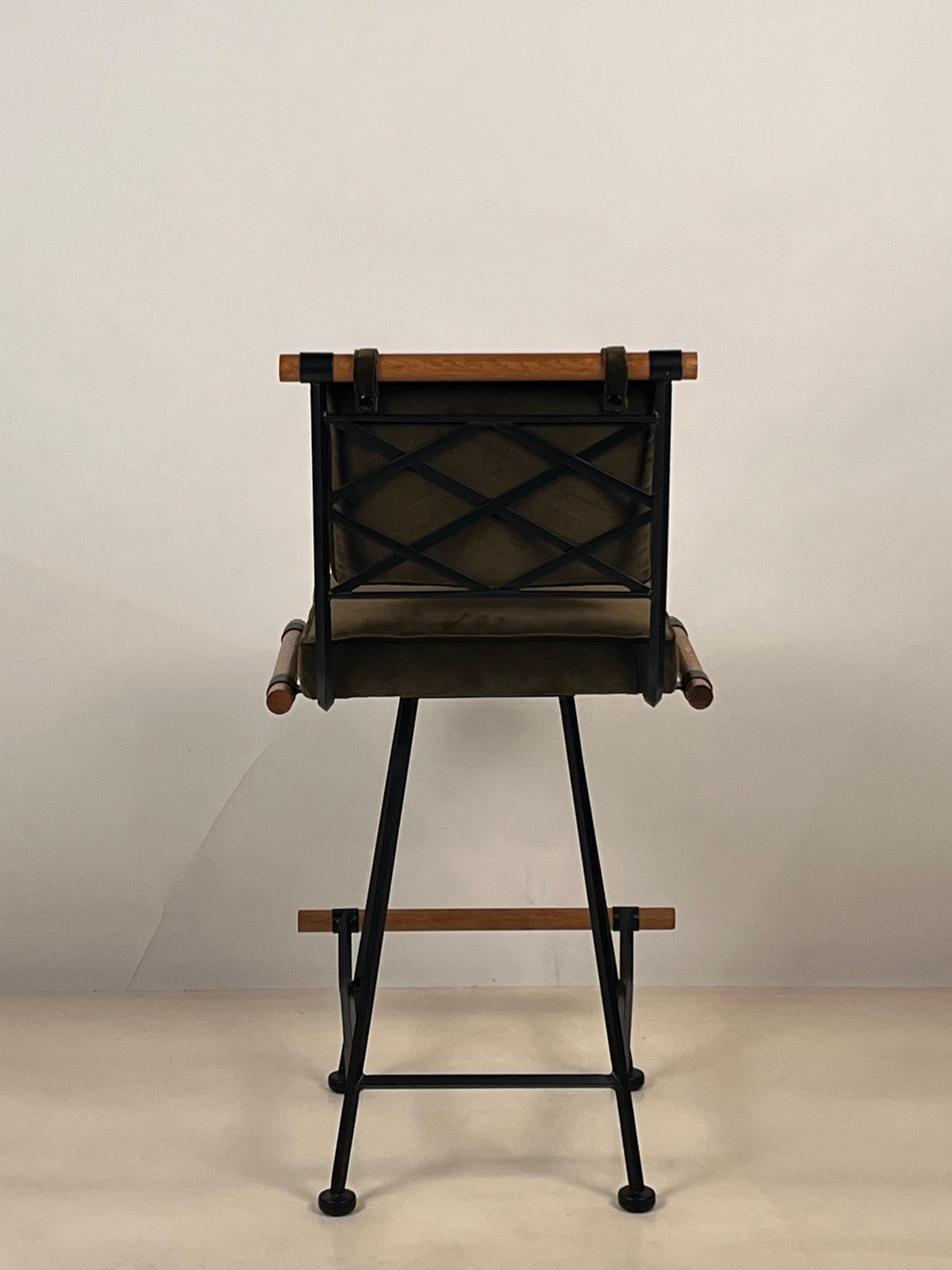 Contemporary Set of 3 'Los Feliz' Velvet Swiveling Counter Stools by Design Frères For Sale