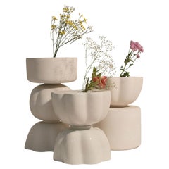 Set Of 3 Lotus Vases And Side Table by Newblue