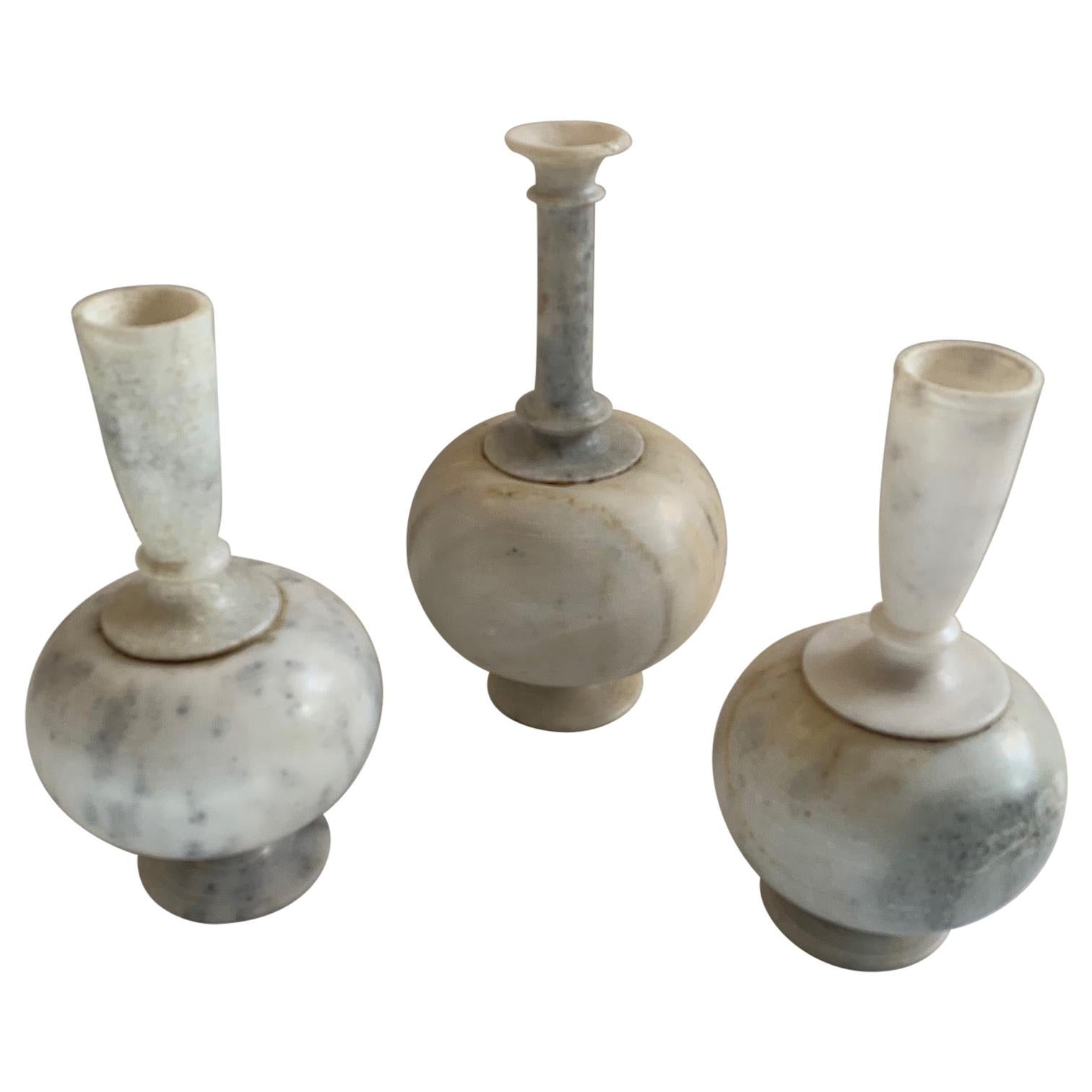 Set of 3 Lovely Vintage Alabaster Vases