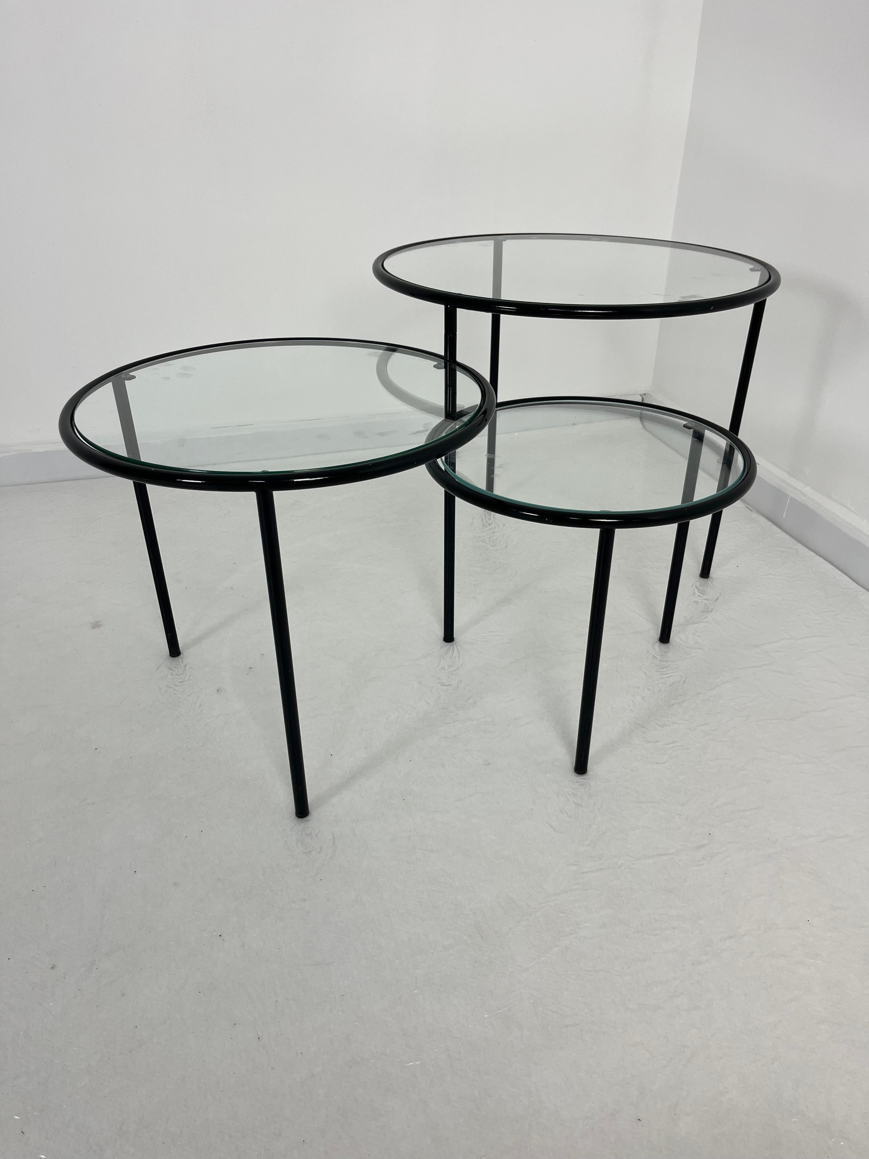 Set di 3 tavolini bassi girevoli, made in Italy anni '80 in vendita 2