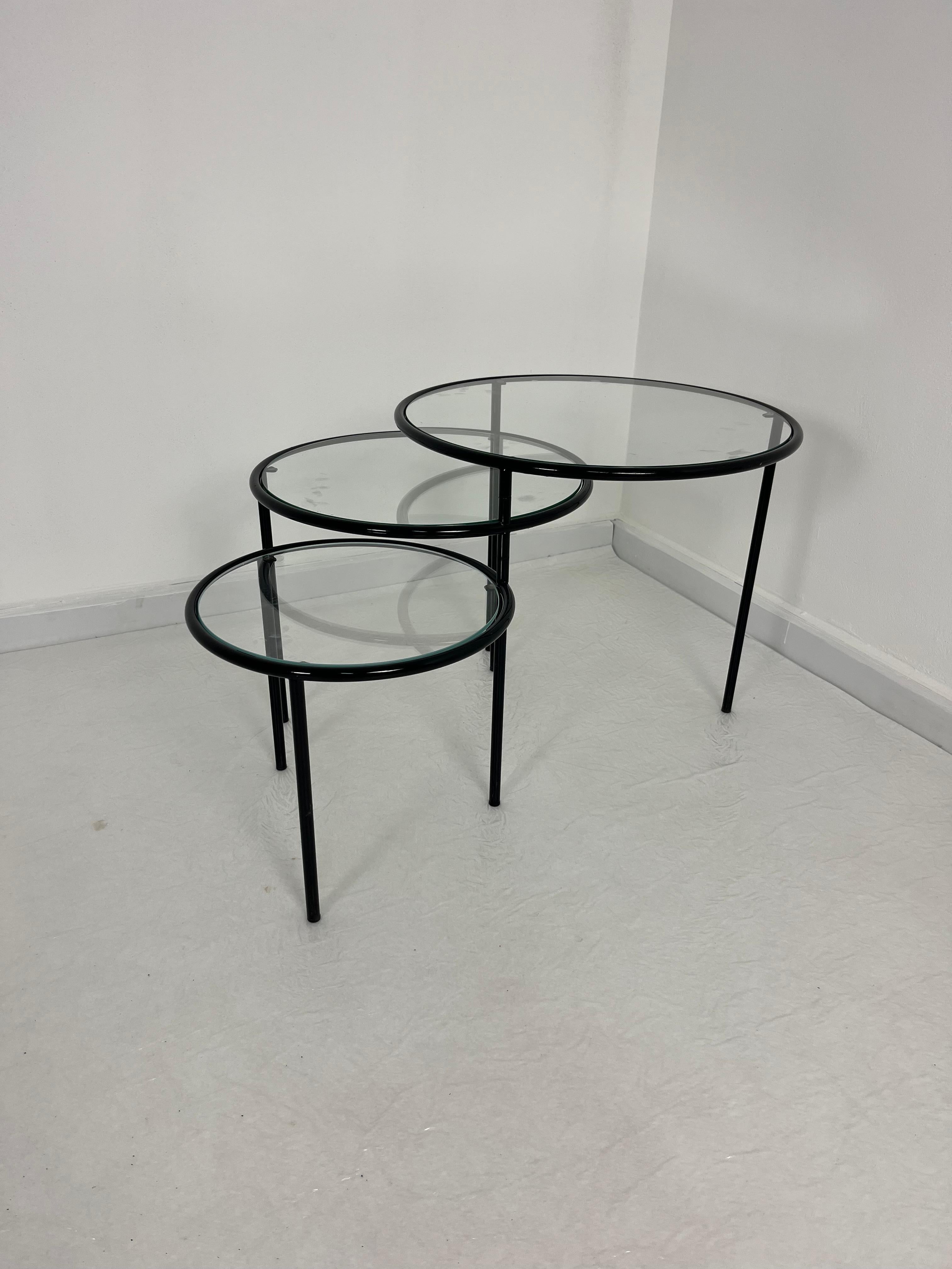 Set di 3 tavolini bassi girevoli, made in Italy anni '80 in vendita 3