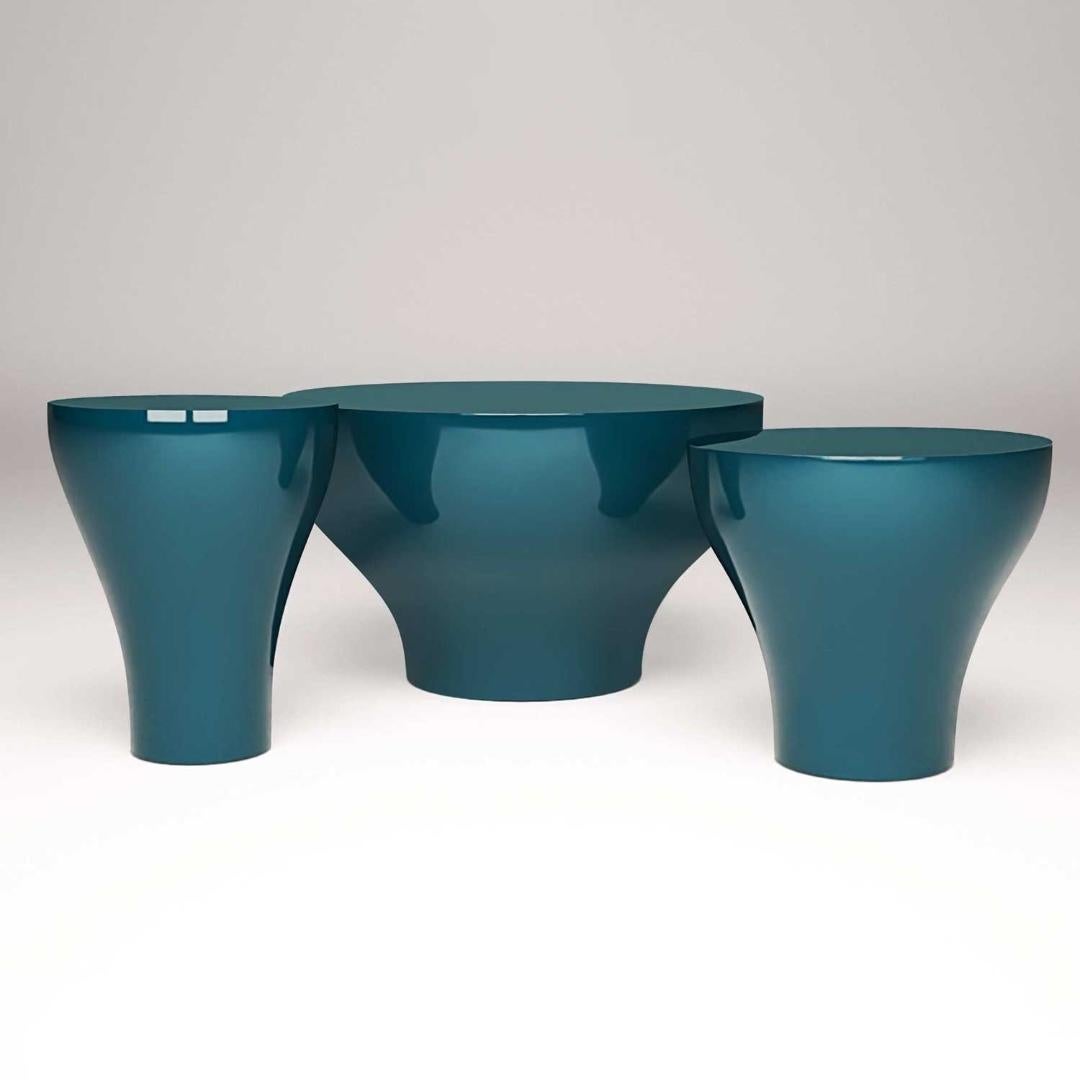 Modern Set of 3 Low Tables Lacquered in Variety of Ral Colors For Sale