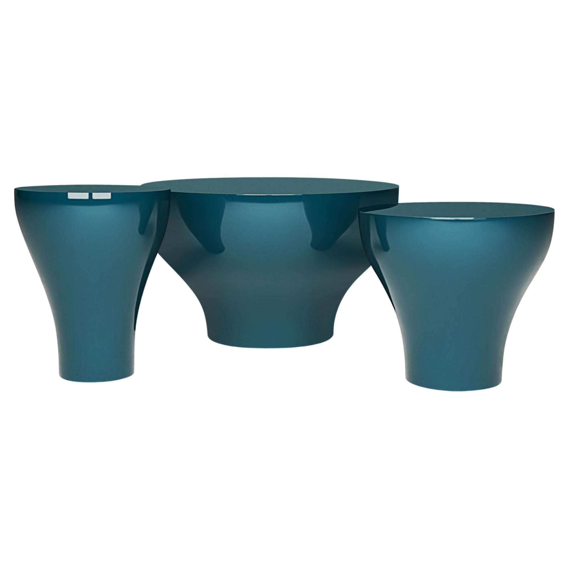 Set of 3 Low Tables Lacquered in Variety of Ral Colors