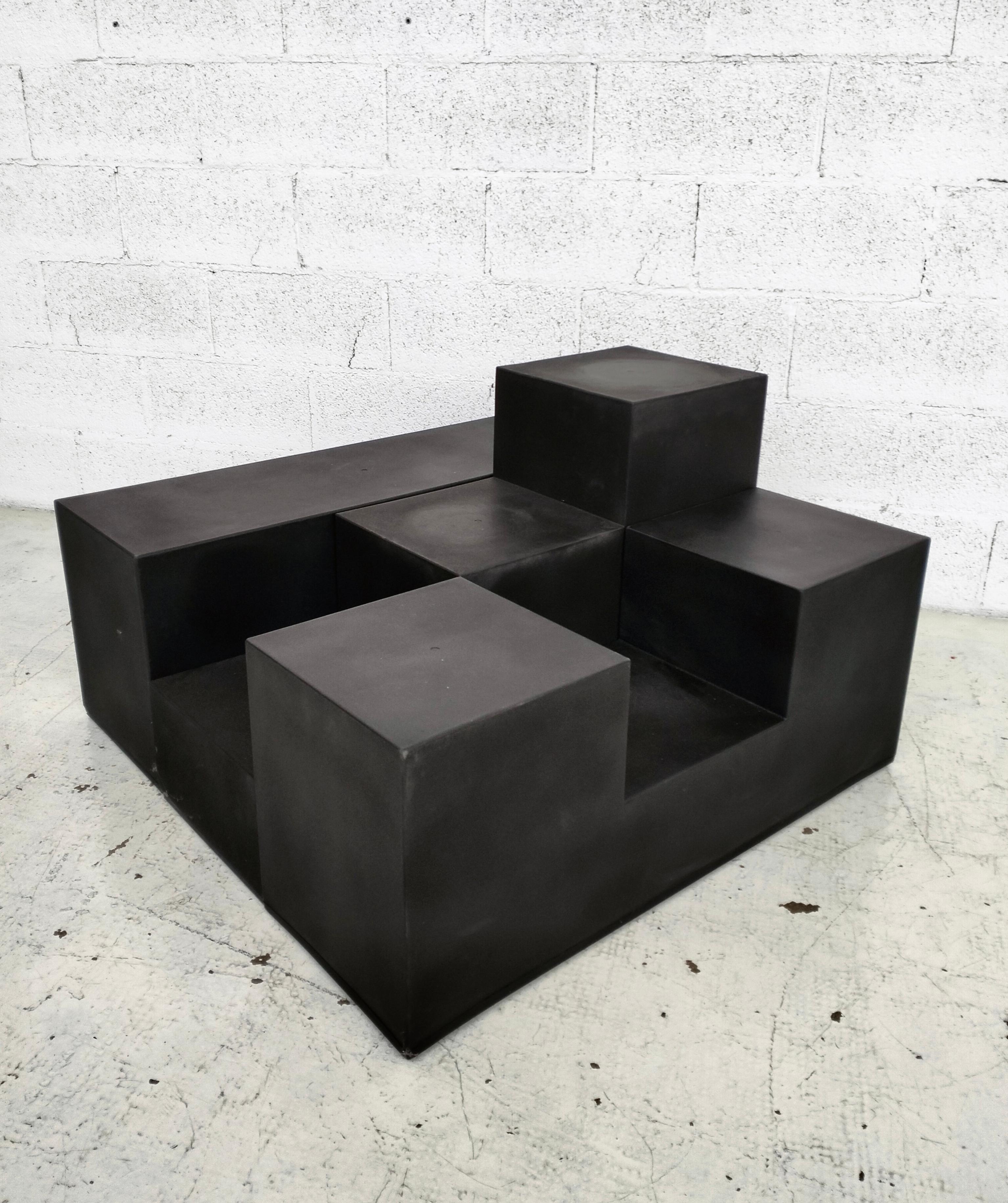 Mid-Century Modern Set of 3 low tables/pouf “Gli Scacchi” by Mario Bellini per B&B Italia 70’s For Sale