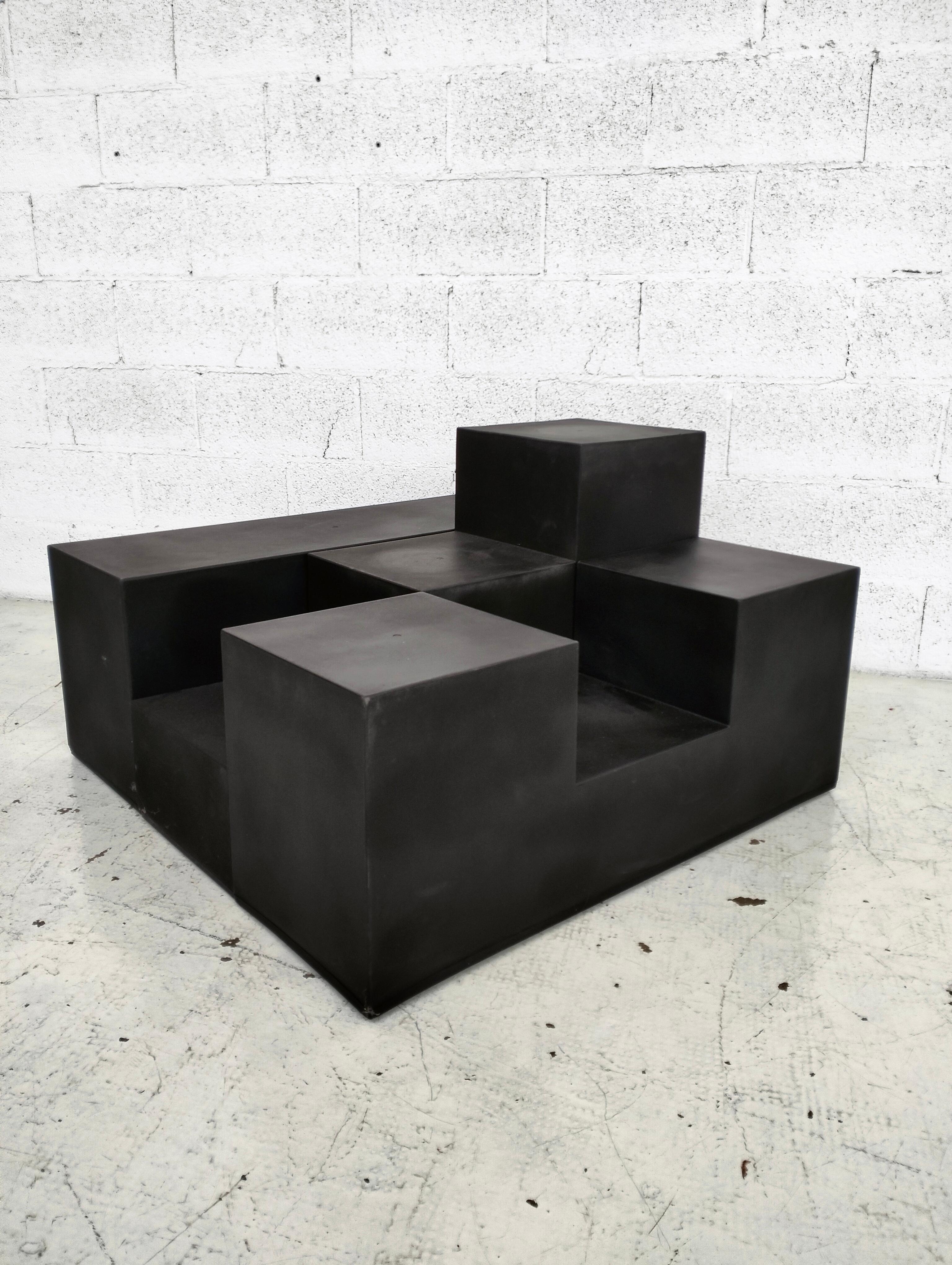 Italian Set of 3 low tables/pouf “Gli Scacchi” by Mario Bellini per B&B Italia 70’s For Sale