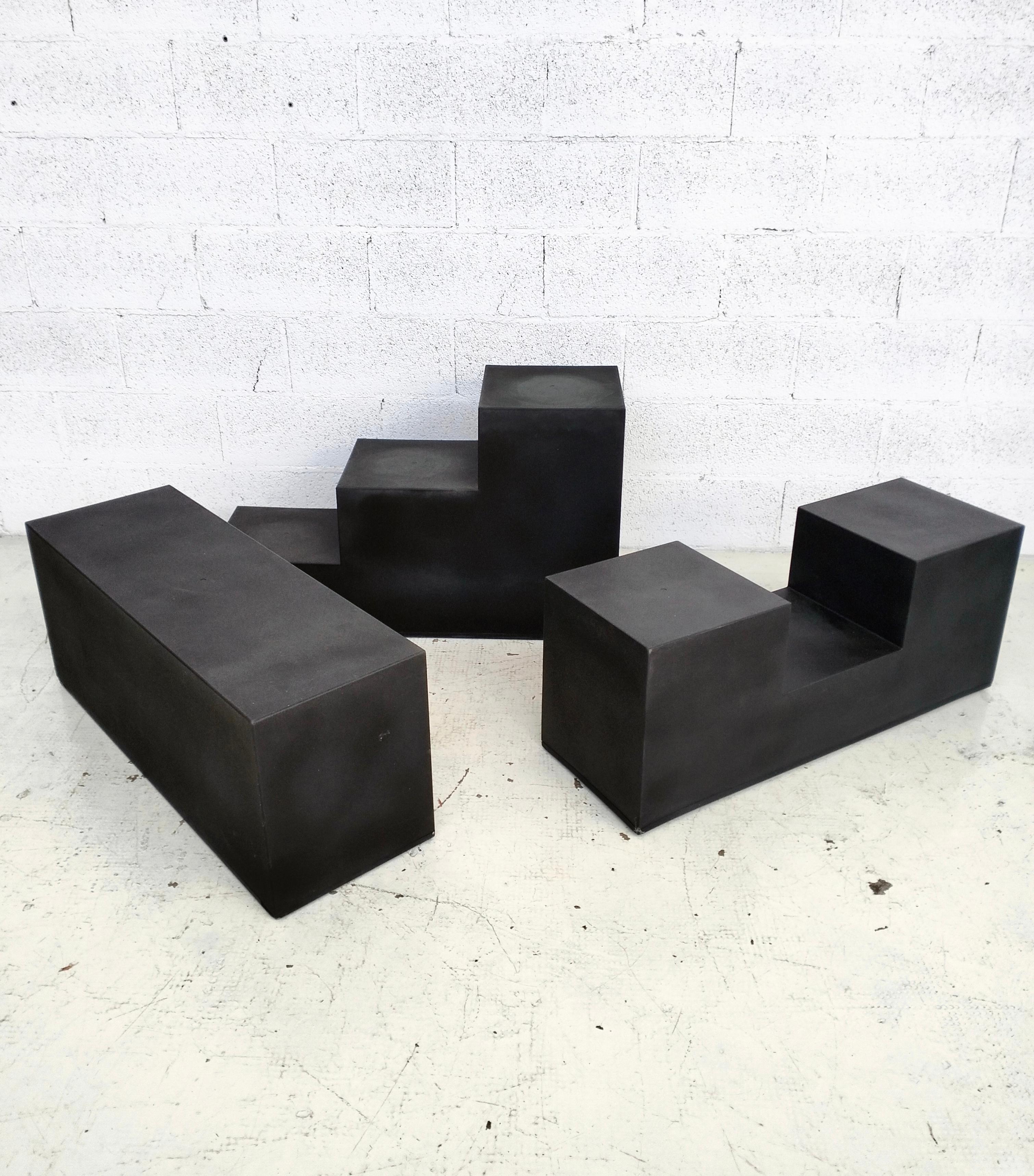Late 20th Century Set of 3 low tables/pouf “Gli Scacchi” by Mario Bellini per B&B Italia 70’s For Sale