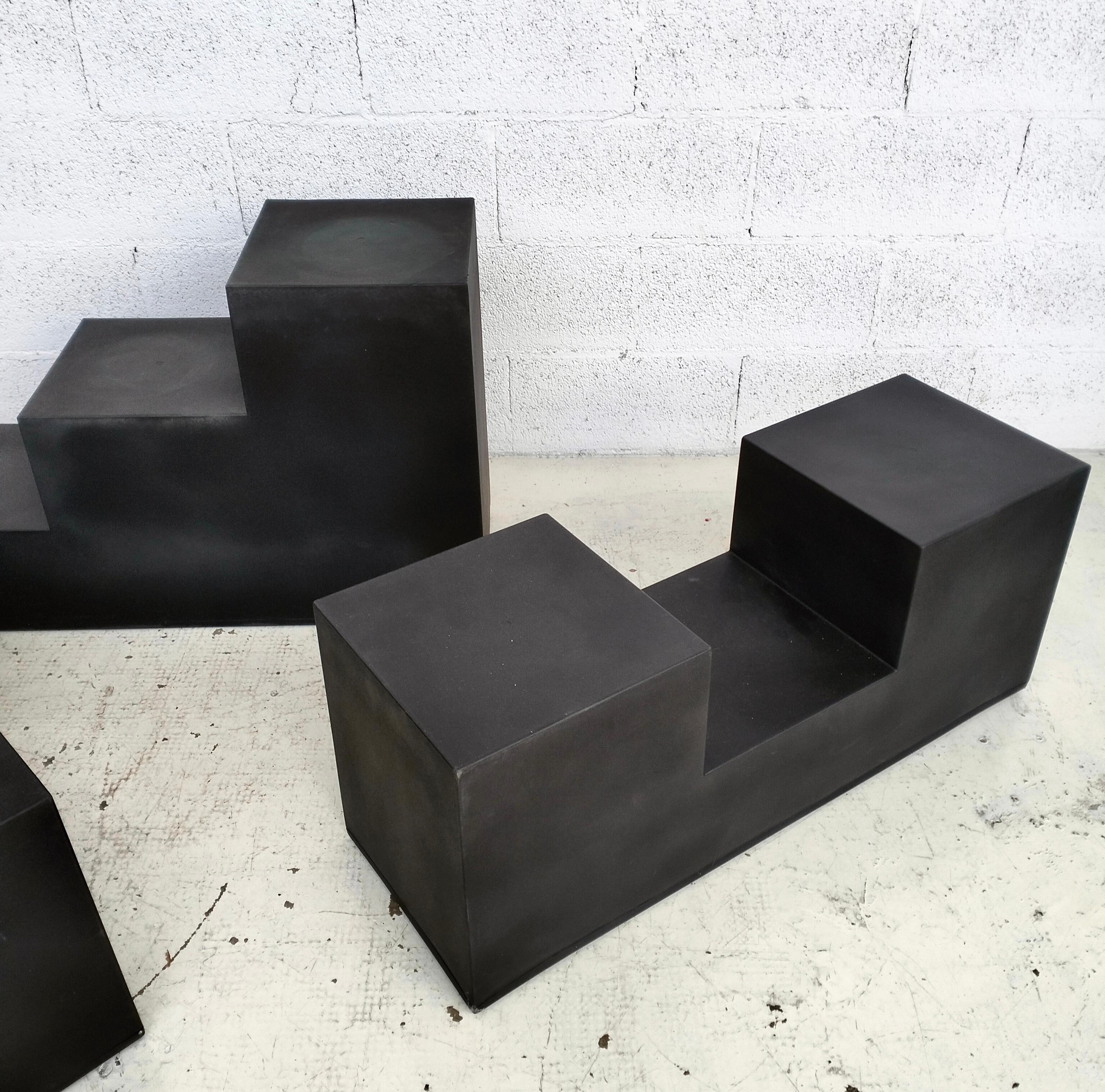 Acrylic Set of 3 low tables/pouf “Gli Scacchi” by Mario Bellini per B&B Italia 70’s For Sale