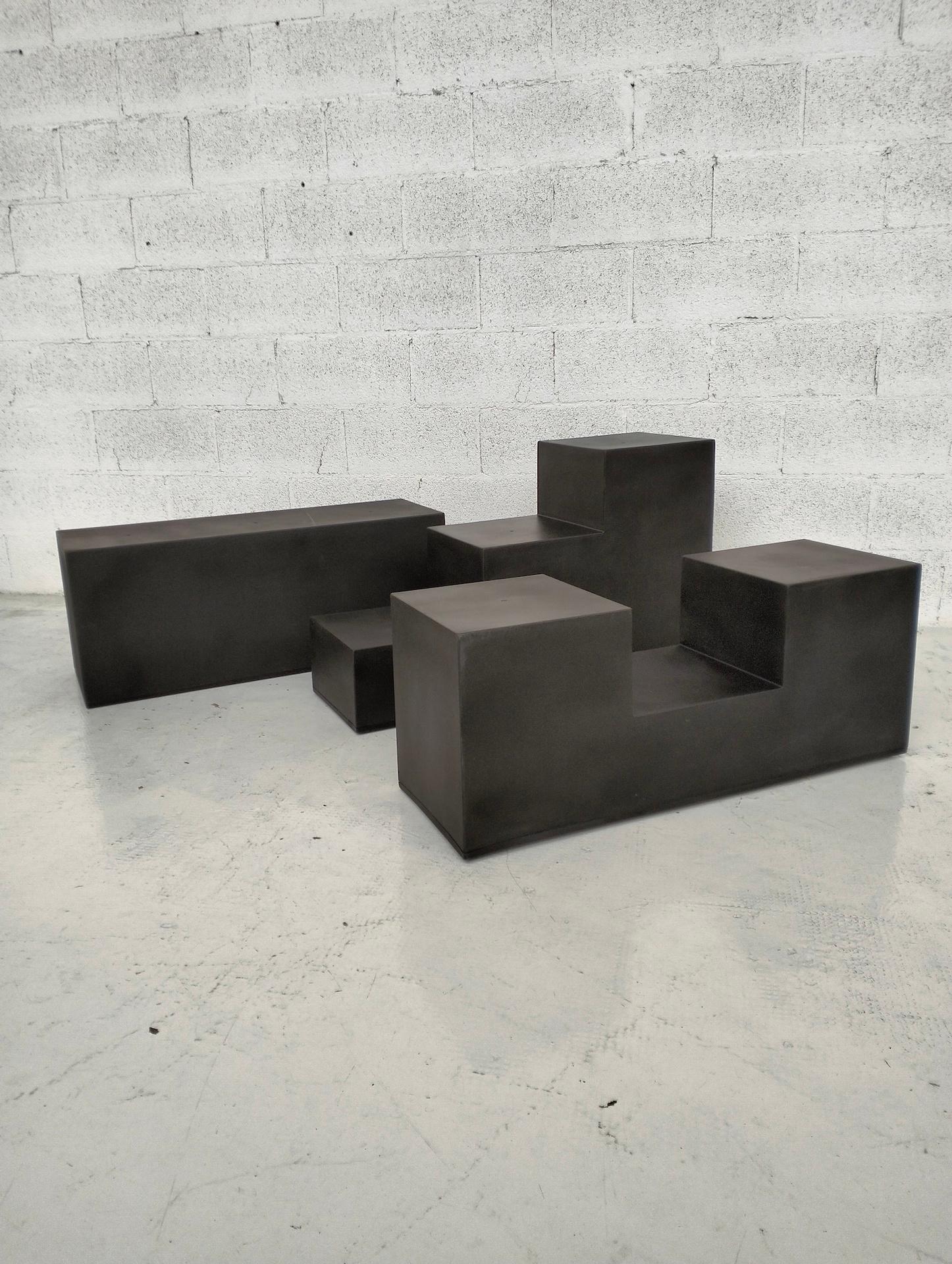 Mid-Century moderno Set di 3 tavolini bassi/pouf 