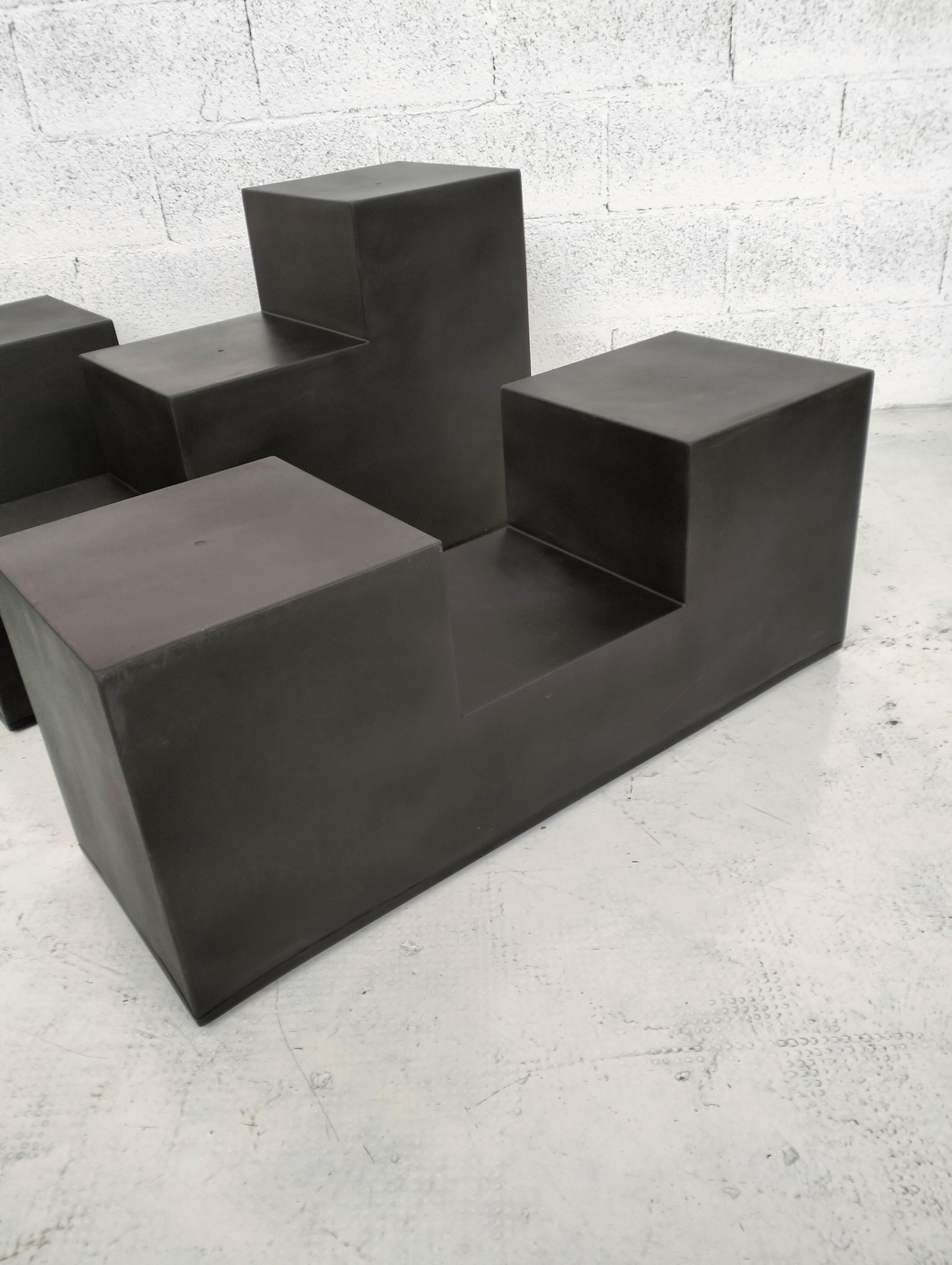 Acrylic Set of 3 low tables/pouf “Gli Scacchi” by Mario Bellini per C&B Italia 70’s For Sale