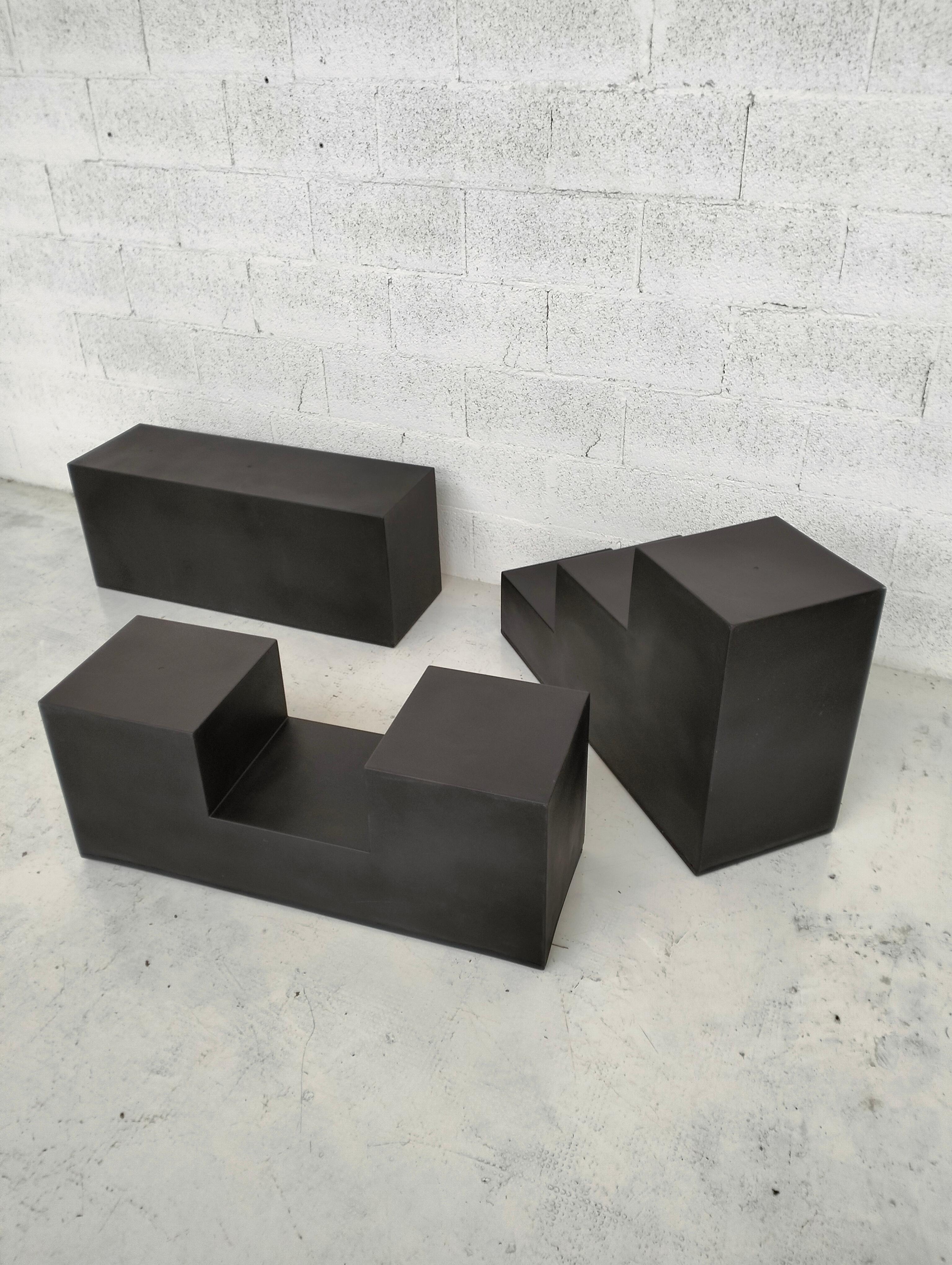 Fine XX secolo Set di 3 tavolini bassi/pouf 